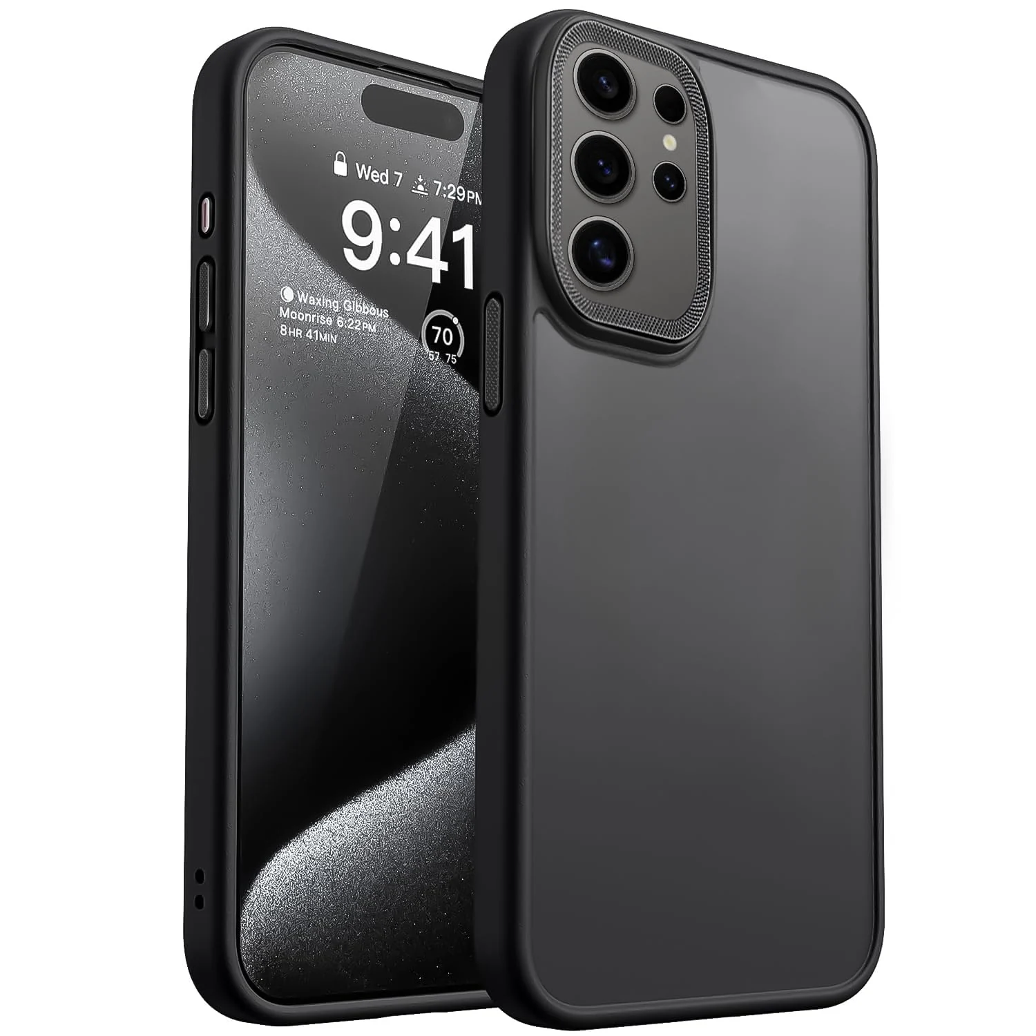 DL3 Mobilak Translucent Matte Case for Samsung Galaxy S25 Ultra, Compatible with MagSafe accessories, Supports wireless charging, Built-in magnetic car-mount support - Black