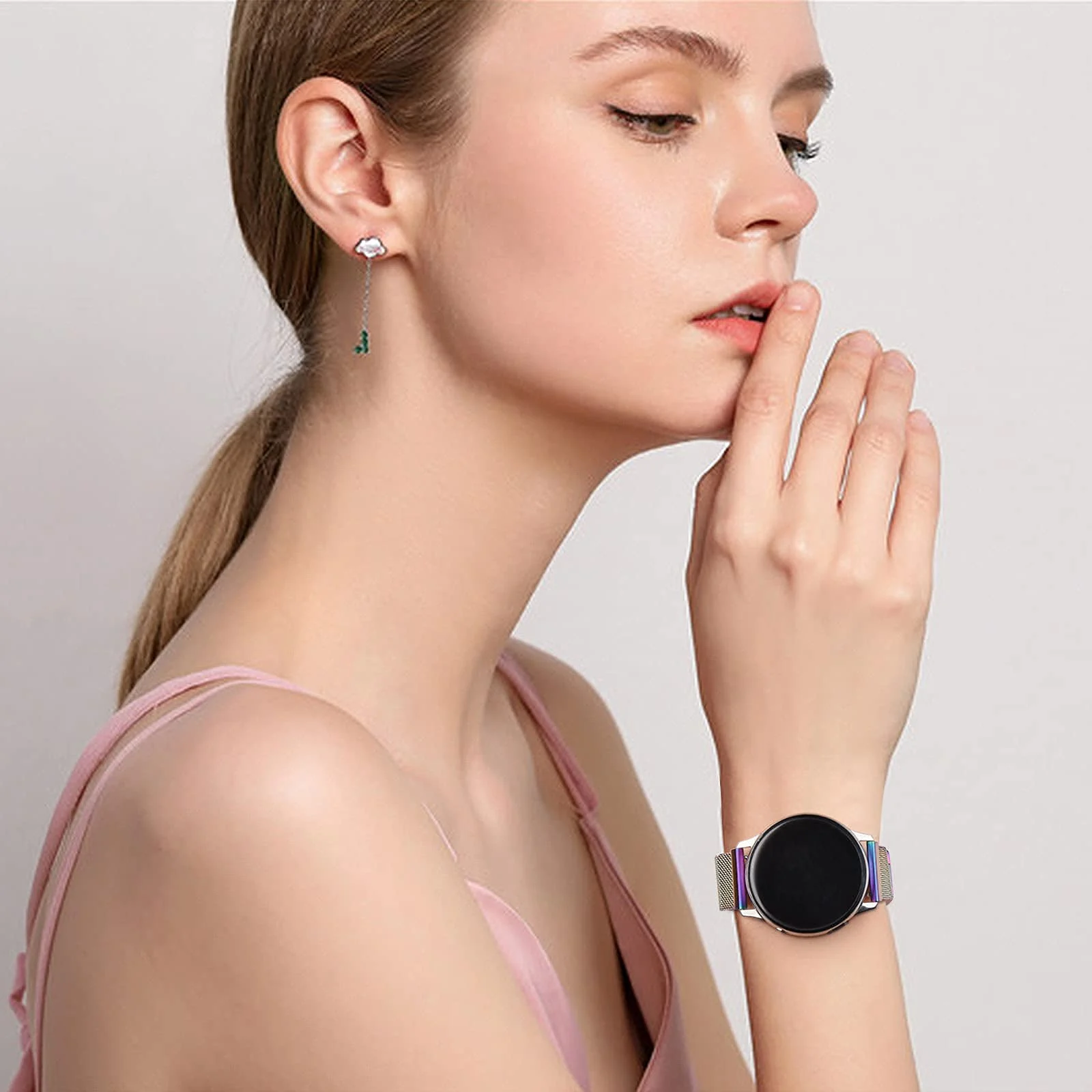 DL3 Mobilak Band stainless steel Magnetic 22MM Strap For Samsung Galaxy Watch 3 45mm/Watch 46mm/Gear S3/Huawei watch GT4 GT3 46MM/Watch 3&4/3&4 Pro/GT2E/GT2 Pro/GT GT2 46MM/Amazfit GTR 2/2e/3/4/3 Pro - Colorful