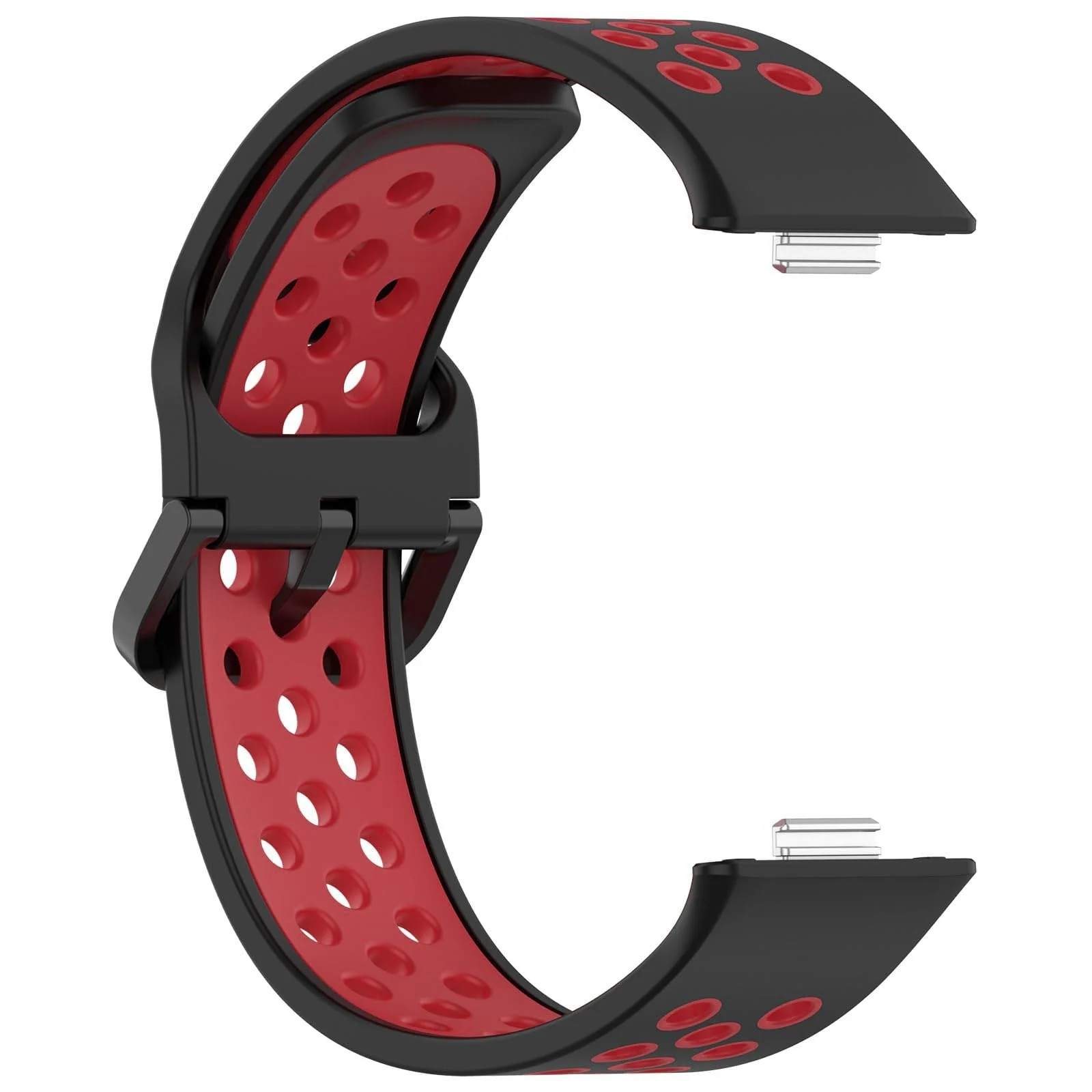 DL3 Mobilak Silicone Strap for Huawei Watch Fit 3, [Breathable] Soft Silicone Sport Wristband Bracelet Replacement Strap, Two-tone Strap, Adjustable Design, for Huawei Watch Fit3 - Black Red