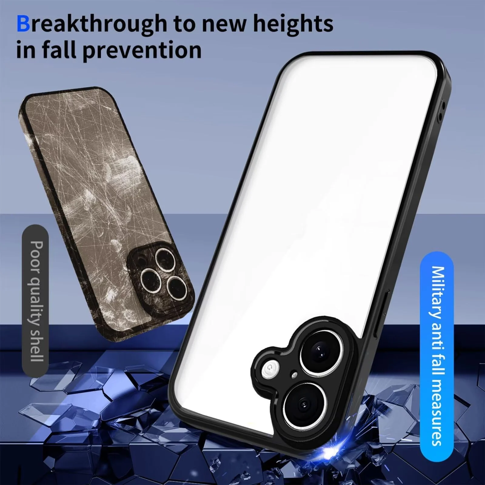 DL3 Mobilak Compatible with Vivo V60 Lite 5G/4G Case Transparent, Military-Grade Shockproof Anti-Yellowing, Slim Protective Phone Case Full Bumper Cover With Camera Protective - Black