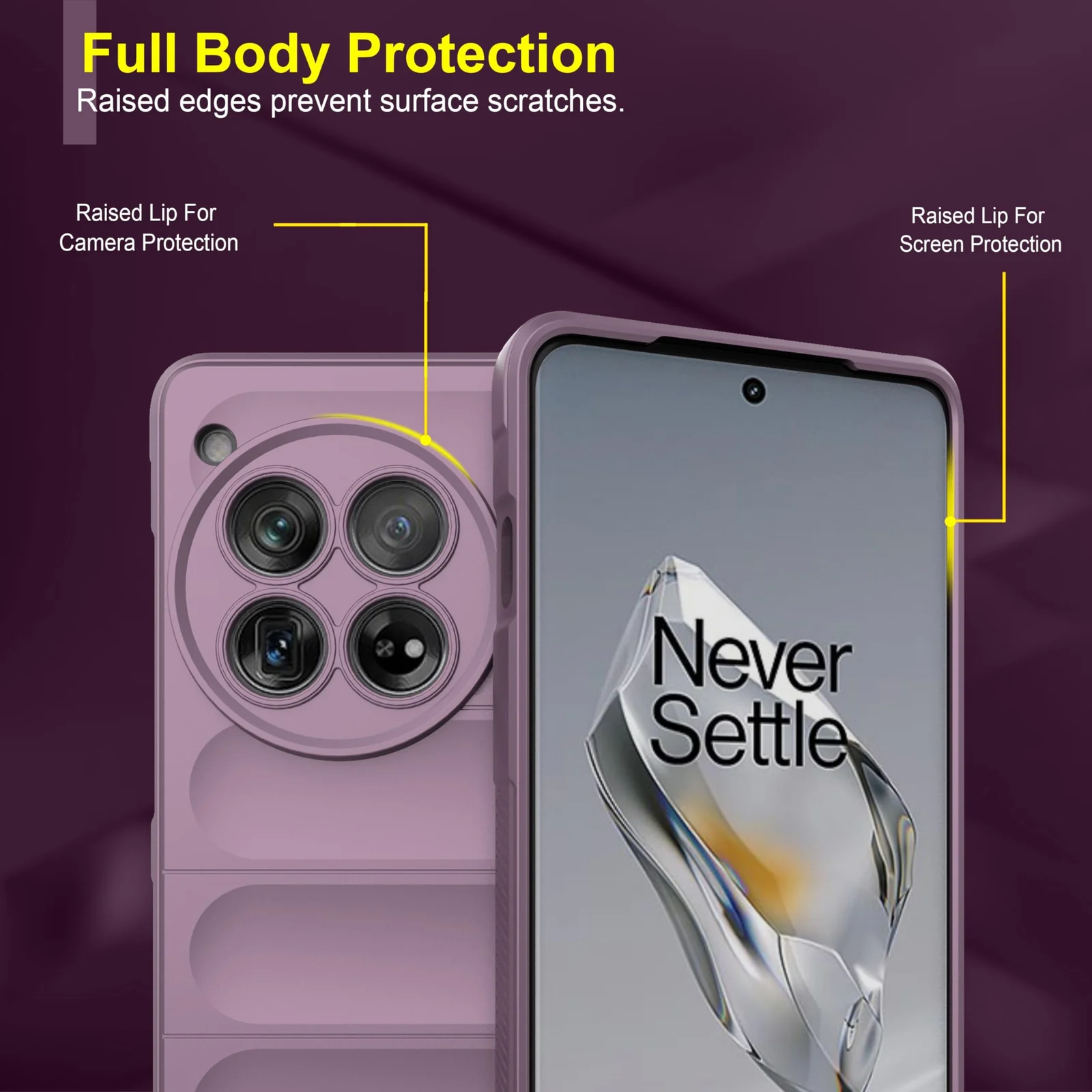DL3 Mobilak Flexible Silicone and TPU Protective Case with Camera Protection for Oneplus 12R 5G / Oneplus Ace 3 - Purple