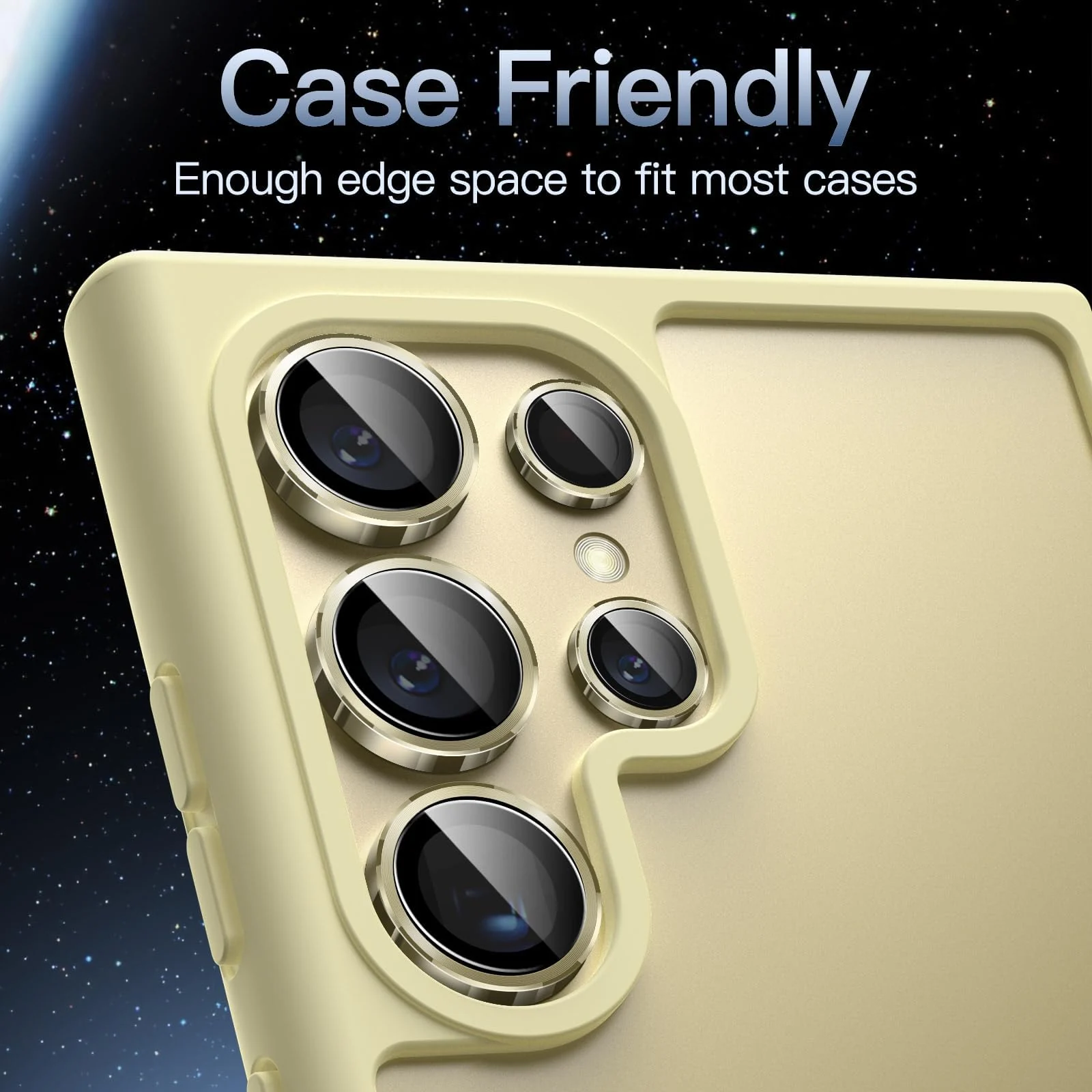 DL3 Mobilak Camera Protection for Samsung Galaxy S24 Ultra Camera Protection, Scratch-Resistant, 9H Hardness, HD Lens Protection, Protective Film, Lens Screen Protector Glass - Gold1
