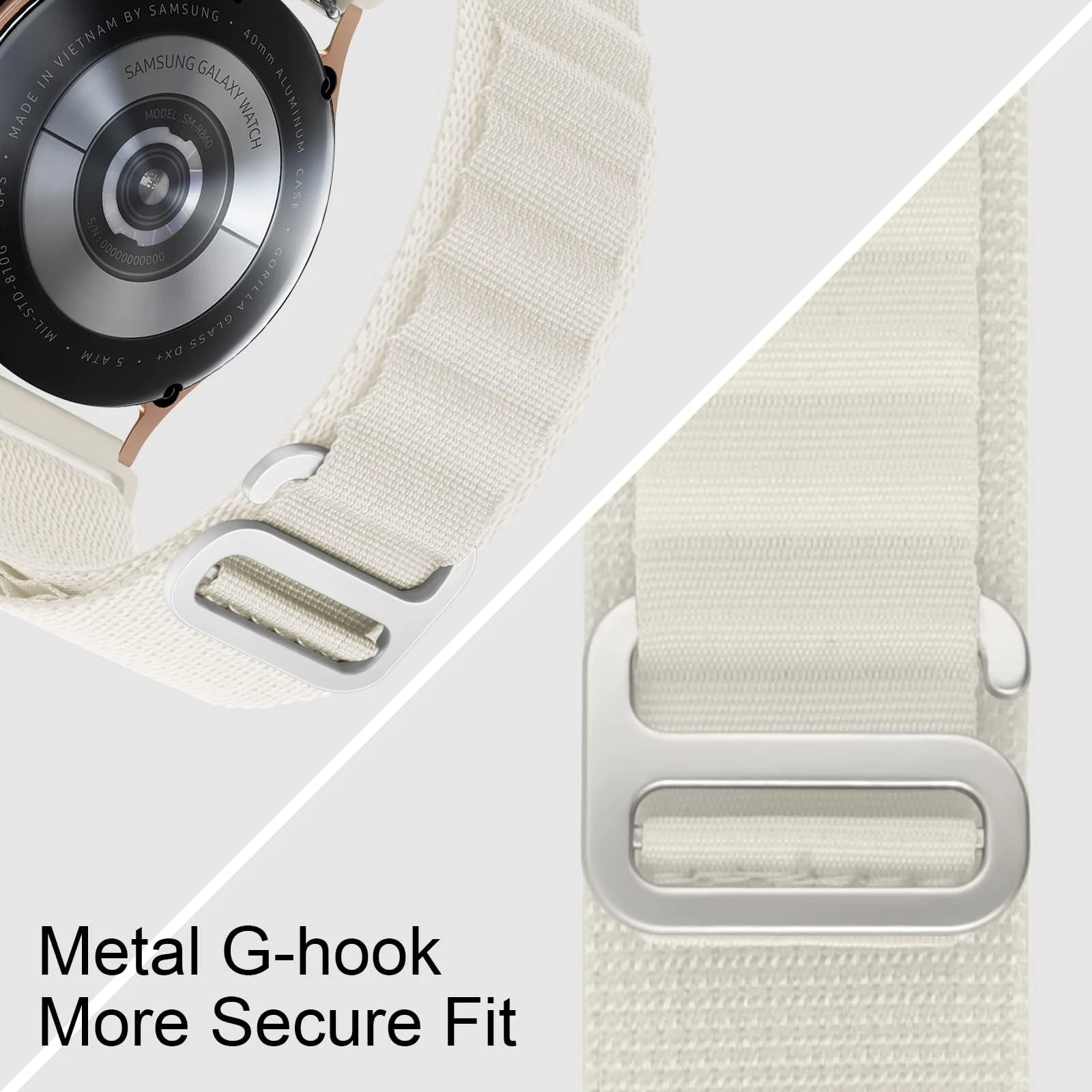 DL3 Mobilak Nylon Band Compatible with Xiaomi Redmi Watch 5 Active/Redmi Watch 5 Lite, 22mm Metal Buckle Sports Watch Strap Men Women Replacement Strap - White
