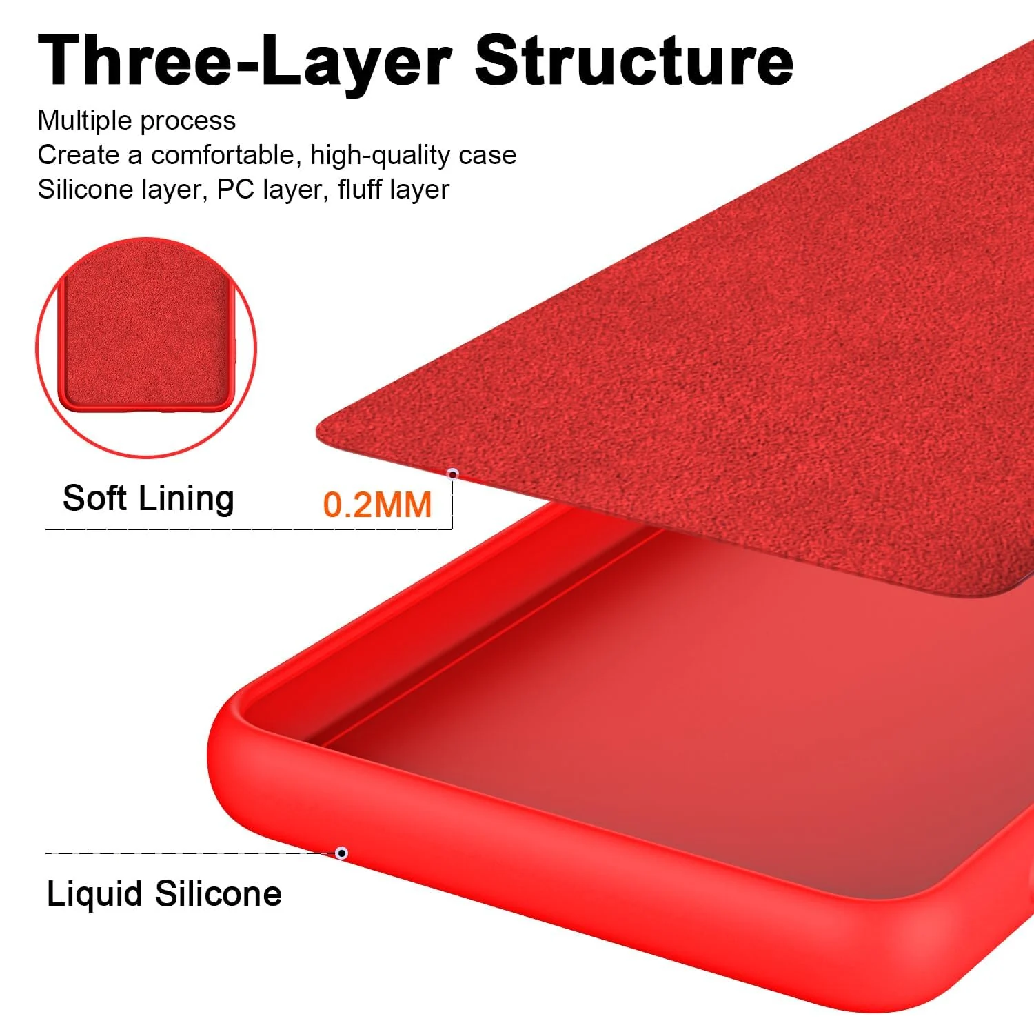 DL3 Mobilak Liquid Silicone Case for OPPO Reno 8T 5G / OPPO A1 Pro, Shock-absorbing protection, Scratch-resistant surface, Soft microfiber lining - Red