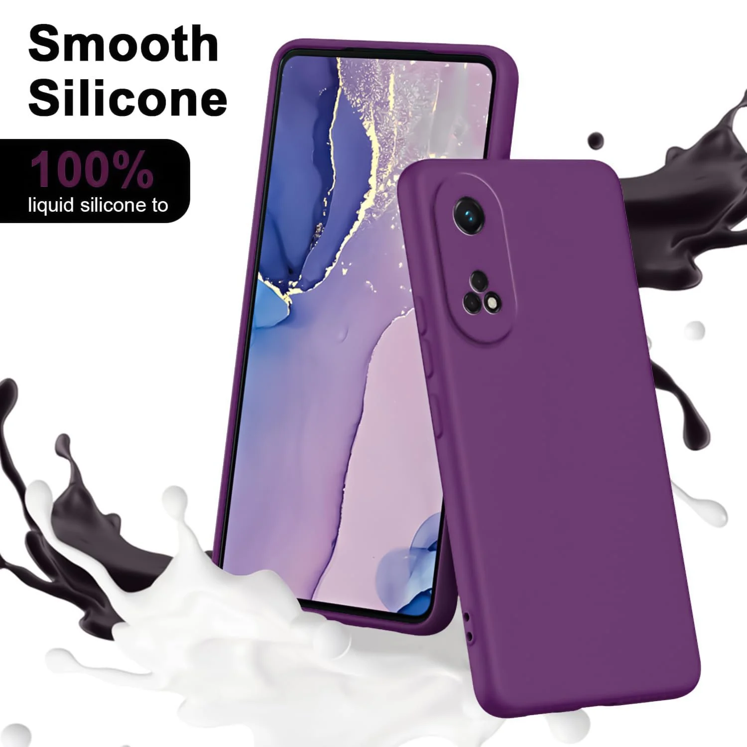 DL3 Mobilak Soft Silicone Protective Case for OPPO Reno 8T 4G with Microfiber Lining and Shockproof Design - Violet