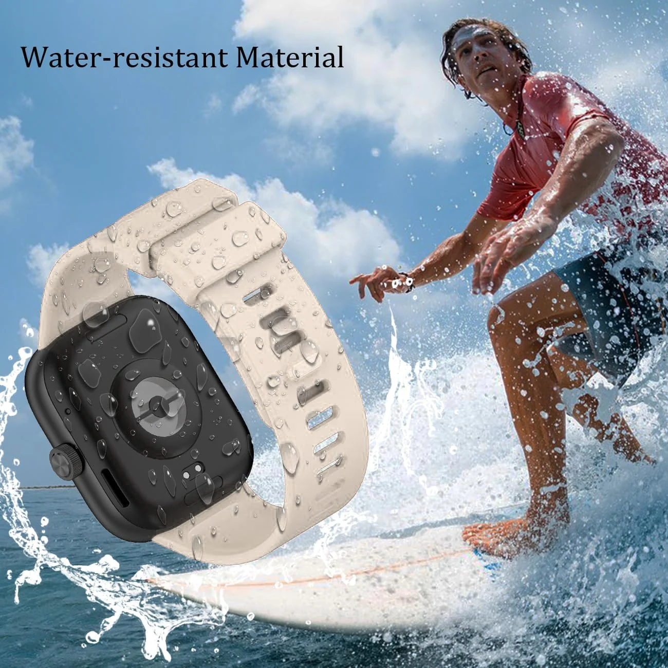 DL3 Mobilak Bracelet Compatible with Xiaomi Redmi Watch 6/5/4 / Xiaomi Smart Band 10 Pro/9 Pro/8 Pro, Soft TPU Replacement Strap Sports, Strap for Men and Women - Beige