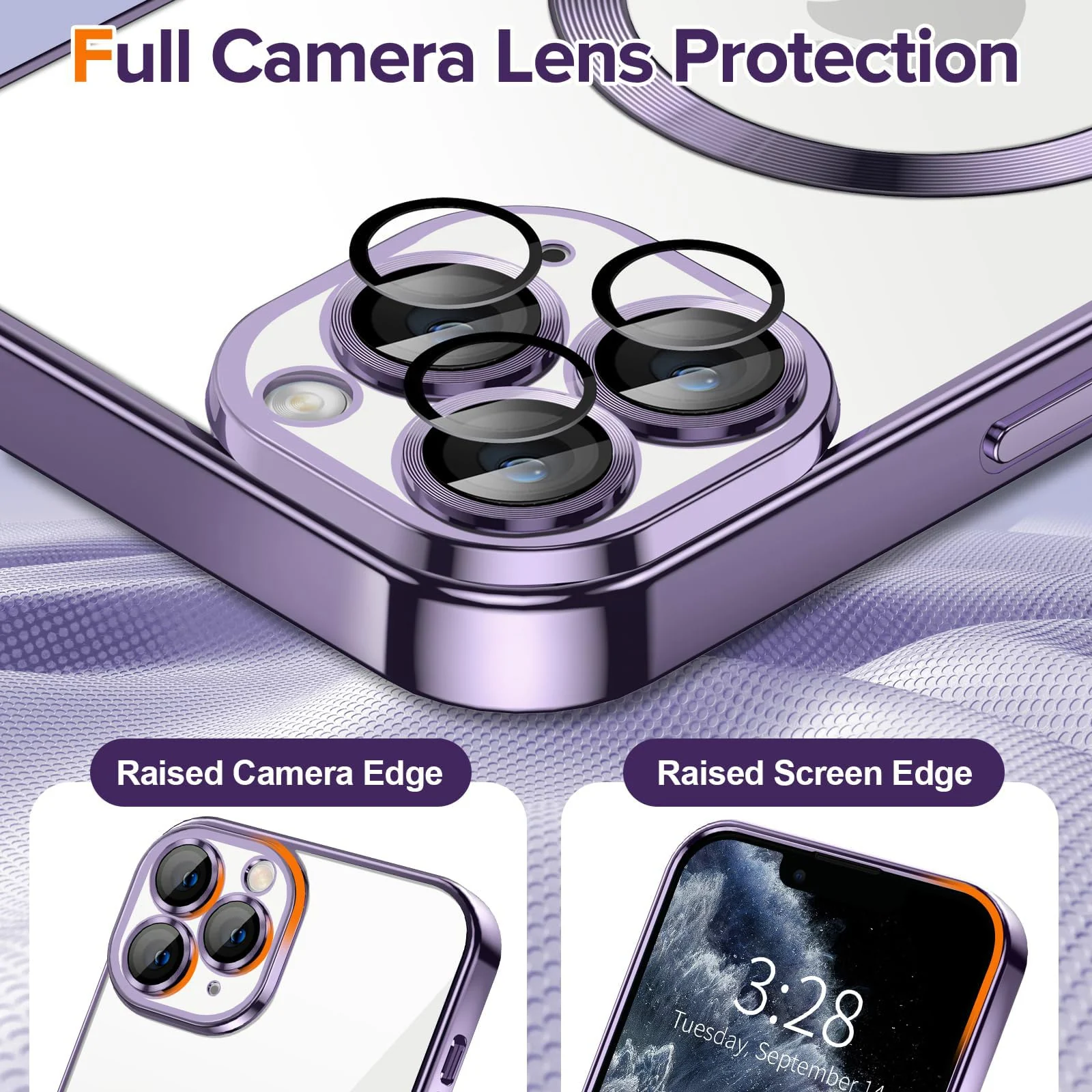 DL3 Mobilak Plated-Edge Protective Case for iPhone 11 Pro 5.8-Inch, Compatible with MagSafe accessories, Supports wireless charging, Shock-absorbing protection - Deep Purple