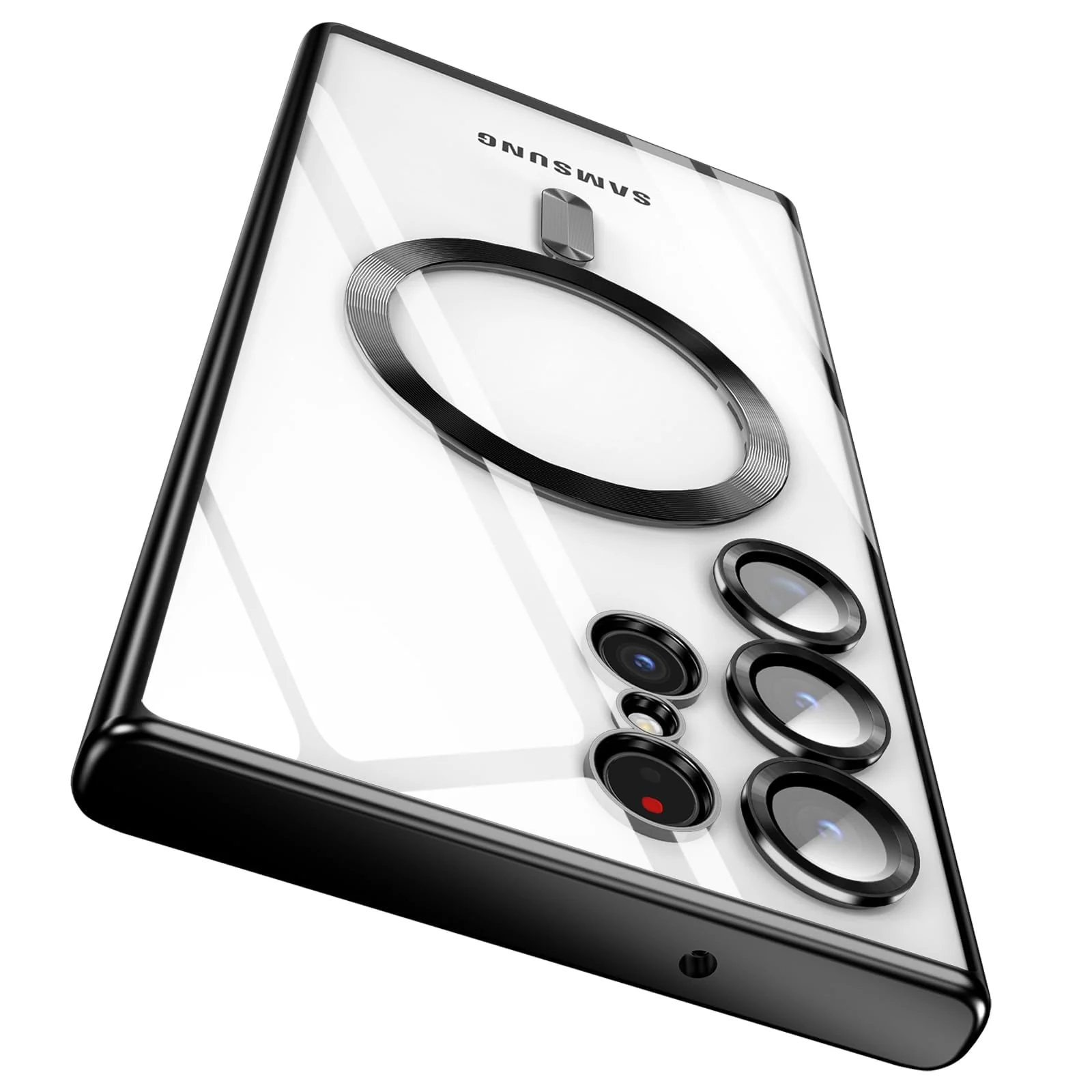 DL3 MOBILAK For Samsung Galaxy S24 Ultra Magnetic Case, Compatible with MagSafe, Built-in Camera Lens Protector, Luxury Plating Soft TPU Clear Shockproof Slim Cover 6.8 inch - Black