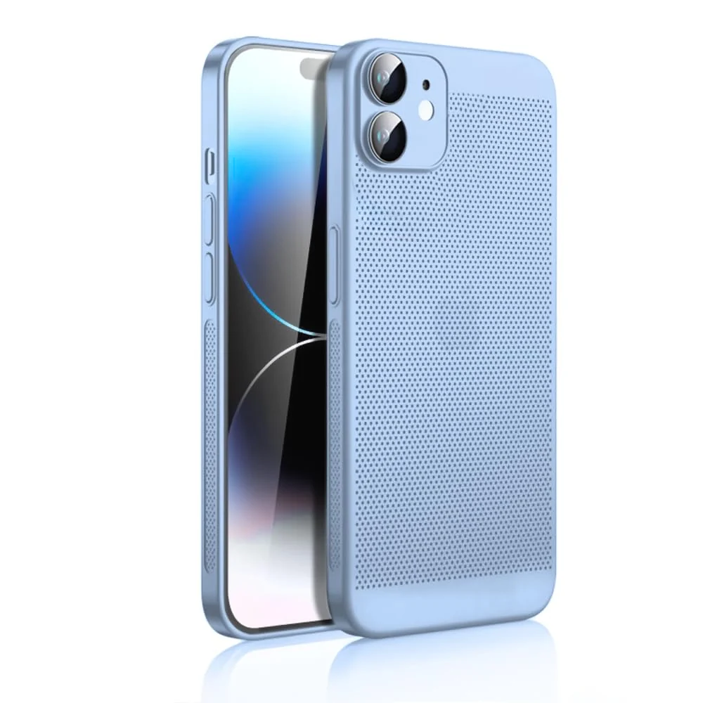 DL3 Mobilak Heat-Dissipation Hard PC Case with Built-In Camera Lens Protector for iPhone 12 6.1-Inch - Baby Blue