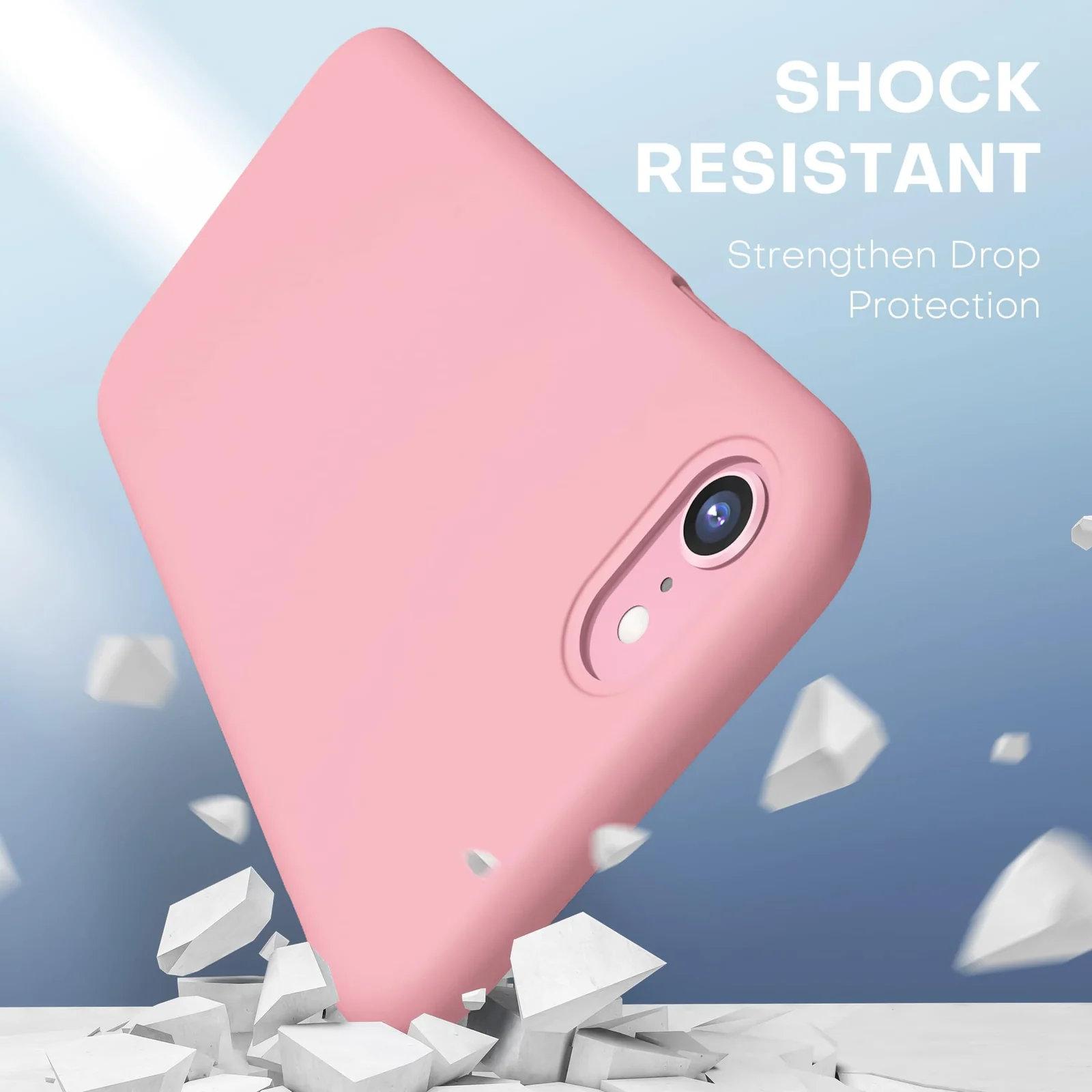 DL3 Mobilak Liquid Silicone Case for iPhone 7 / 8, Shock-absorbing protection, Scratch-resistant surface, Slim, lightweight profile - C.pink
