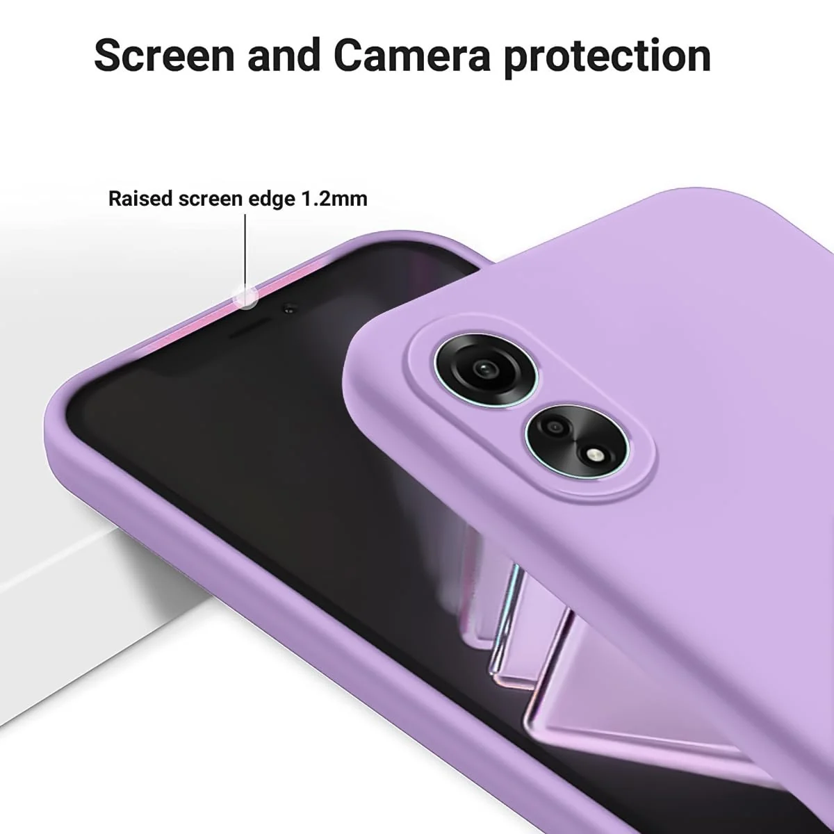 DL3 Mobilak Soft Silicone Protective Case for OPPO A78 with Microfiber Lining and Shockproof Design - Light Purple