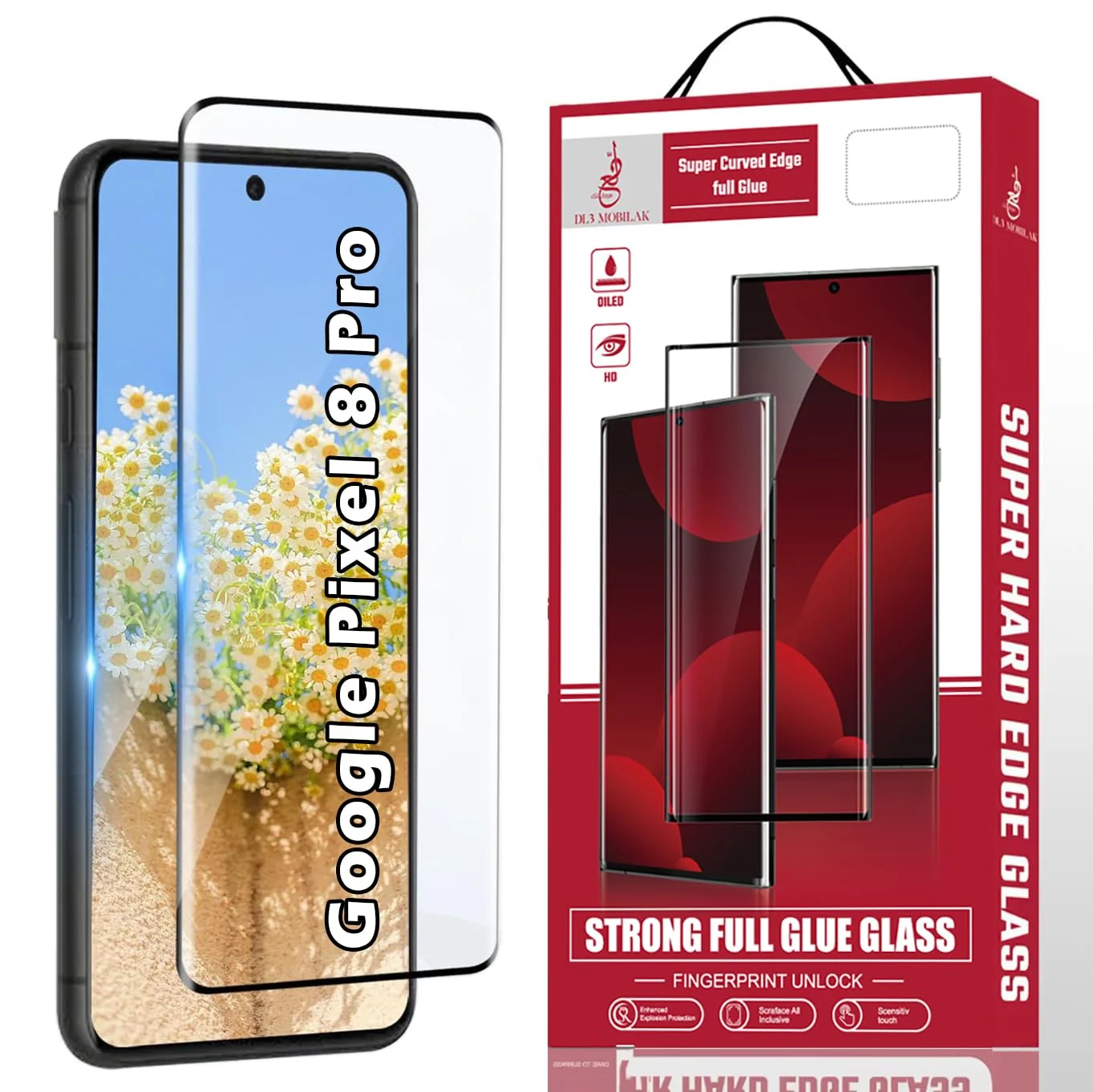 DL3 Mobilak Screen Protector for Google Pixel 8 Pro, Tempered Glass Screen Saver Premium HD Protective, Scratch Resistant, NO-Bubble, 9H Hardness, Full Coverage Film - Clear