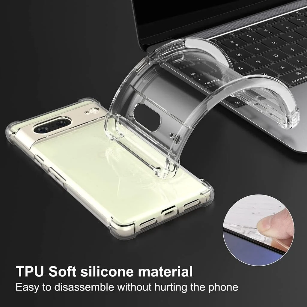 DL3 Mobilak Case Compatible with Google Pixel 7, Cover Silicone TPU Gorilla Anti-shock Protector Camera Shockproof Corners - Clear