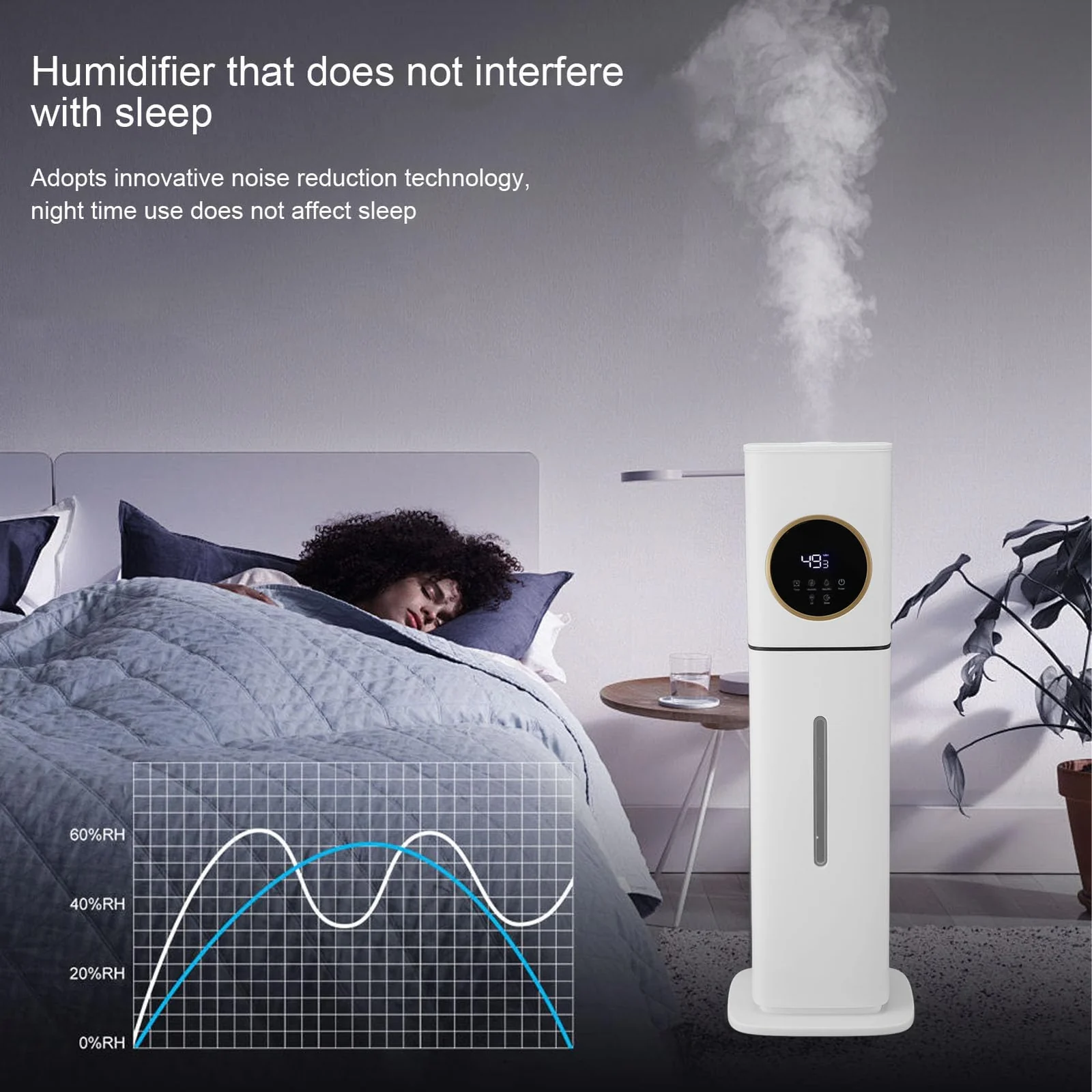 Mobigon Humidifiers for Bedroom Large Room - 8L Air Humidifier with Essential Oil Diffuser, Top Fill Cool Mist for Home Bedroom Baby Nursery Whole House Office Plant - A. White Gold