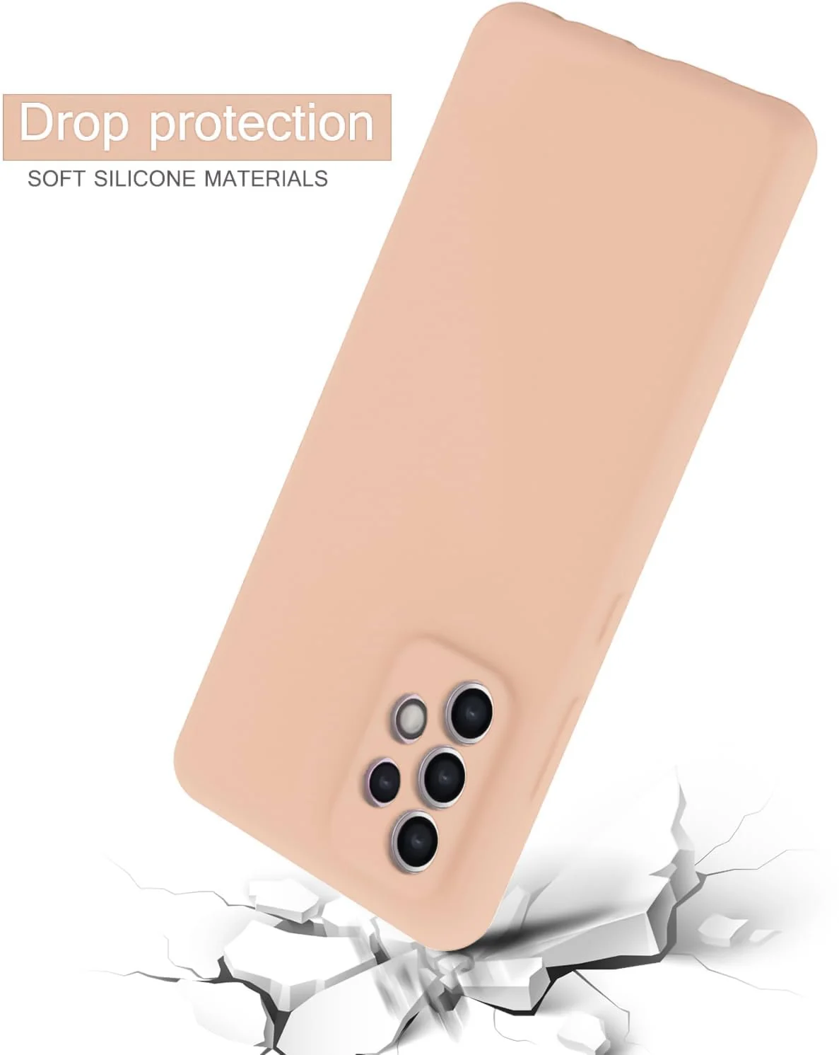 DL3 Mobilak Silicone Protective Case for Samsung Galaxy A72, Shock-absorbing protection, Scratch-resistant surface, Soft microfiber lining - Light Orange