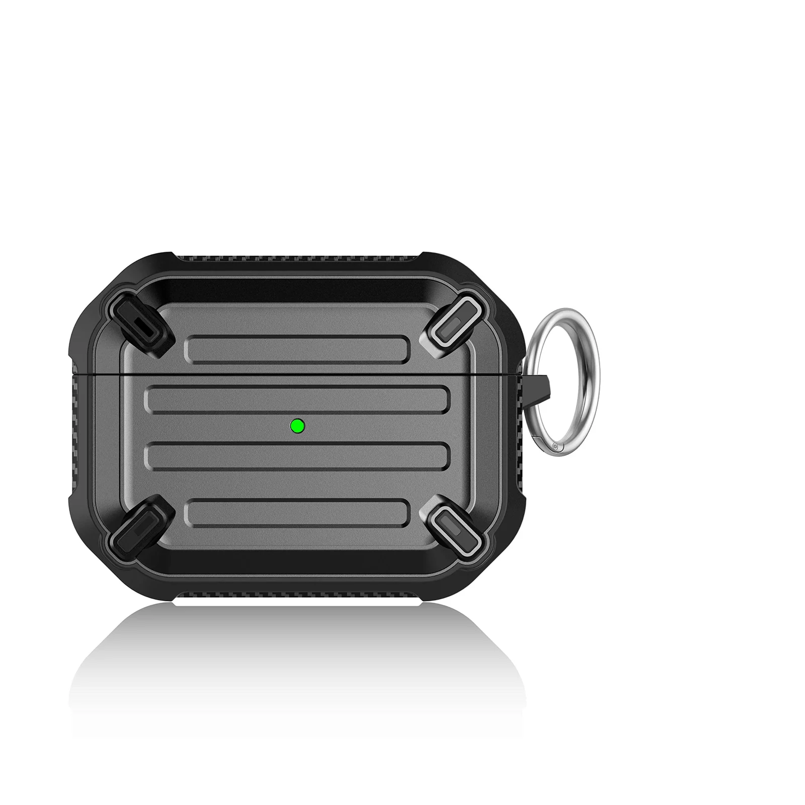 DL3 Mobilak Compatible with AirPods Pro 2 Case Cover Rugged Armor Hard Shell Shockproof For Apple Airpod Pro 2nd 2022 Protective Case Replacement Support Wireless Charging Keychain Lanyard - Black