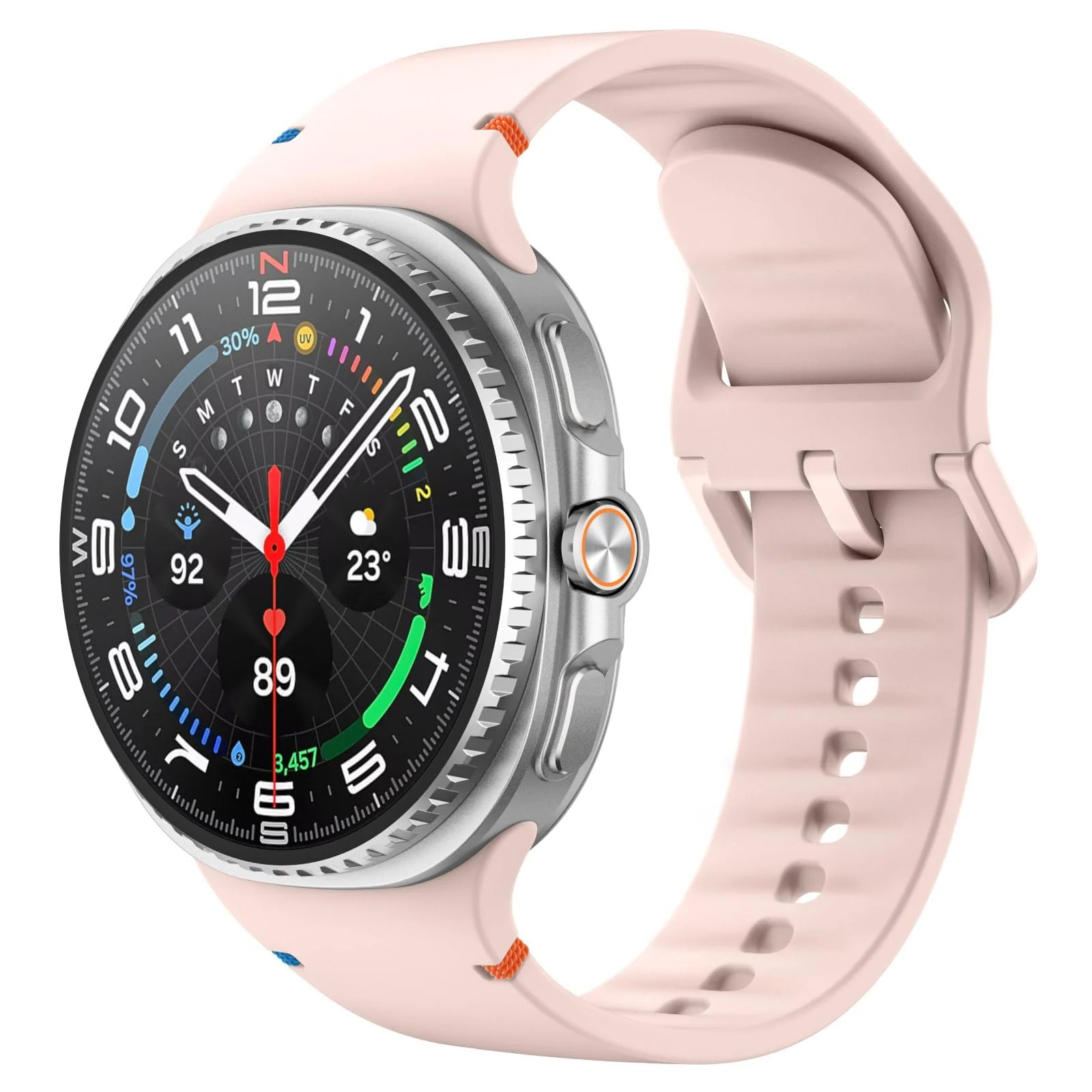 DL3 Mobilak Silicone Bands Compatible with Samsung Galaxy Watch 8 Band 40mm 44mm, Galaxy Watch 8 Classic Band 46mm, Waterproof Soft Wristband Sport Strap for Galaxy Watch 8 Bands 2025 Women Men - Pink