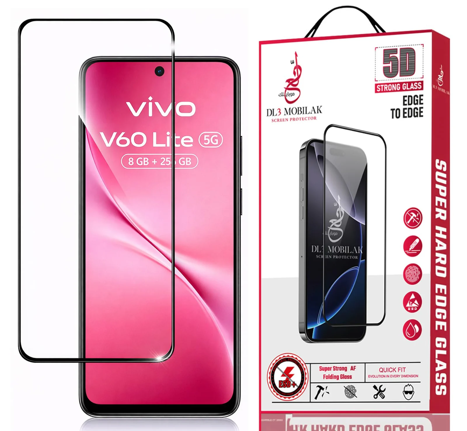DL3 Mobilak for vivo V60 Lite 5G / vivo V50 Lite 4G/5G Tempered Glass Screen Protector, 9H Hardness Anti-Scratch Tempered Glass flim, Case Friendly, Anti-Scratch - Clear