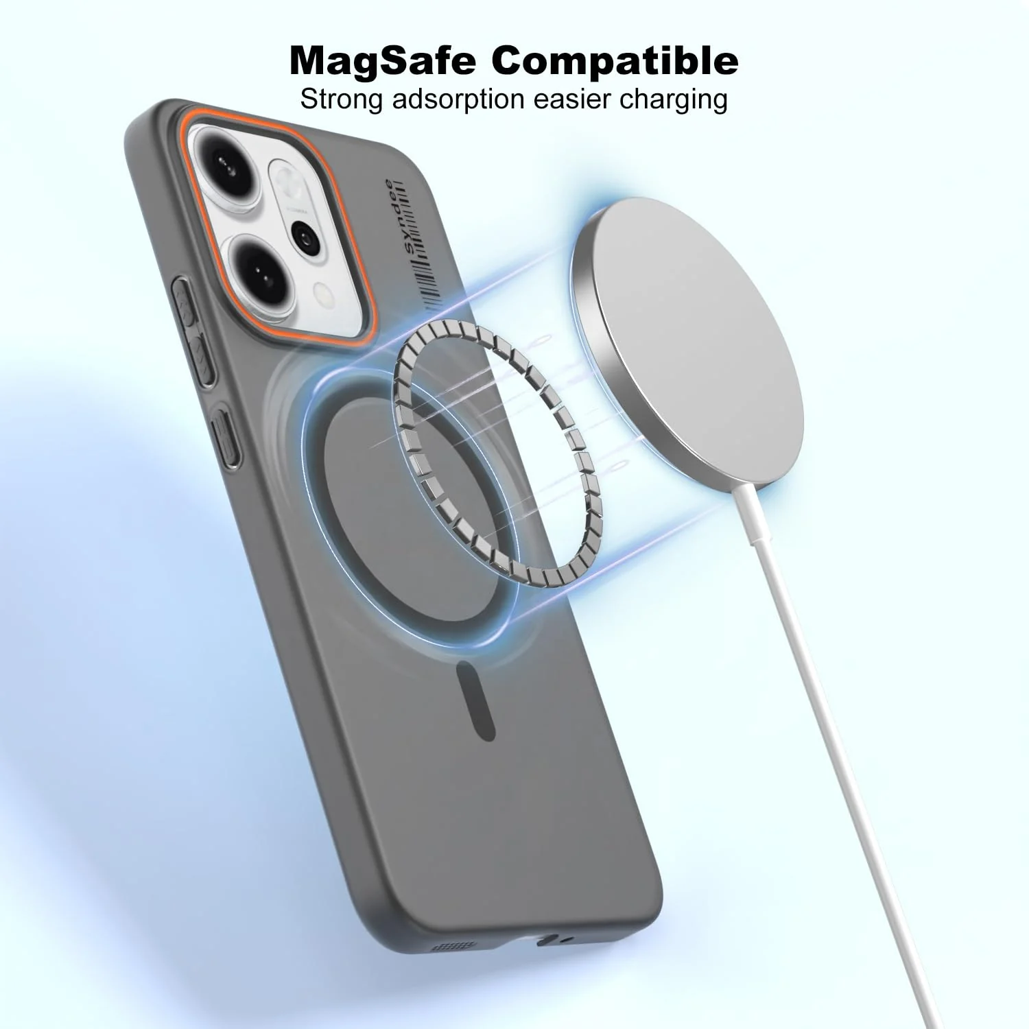 DL3 Mobilak Translucent Matte Case for OPPO Reno 14 Pro 5G, Compatible with MagSafe accessories, Shock-absorbing protection, Integrated ring holder - Black