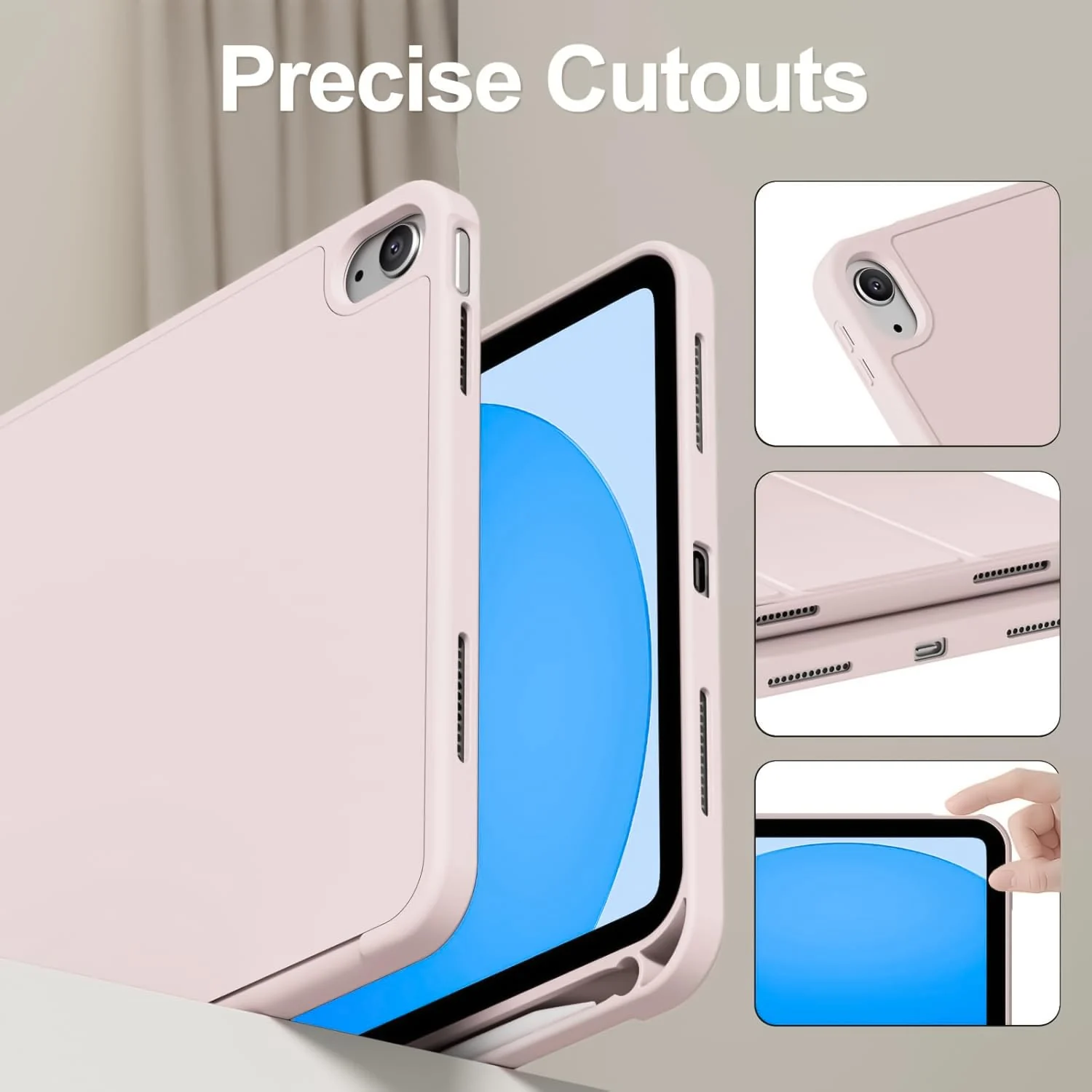 DL3 Mobilak Huawei MatePad Air 12 inch 2024/Matepad 12X 2024 Case with Pen Holder, Soft TPU Back Trifold Stand Protective Smart Cover Flip, Auto Wake&Sleep (Sky Blue) - Pink Sand