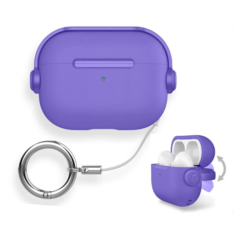 DL3 Mobilak Case for AirPods Pro 2 Protective [With Closure Lid] [Front LED Visible] [With Wrist Strap] Skin Case Compatible with 2022 AirPods Pro 2nd Generation - Violt