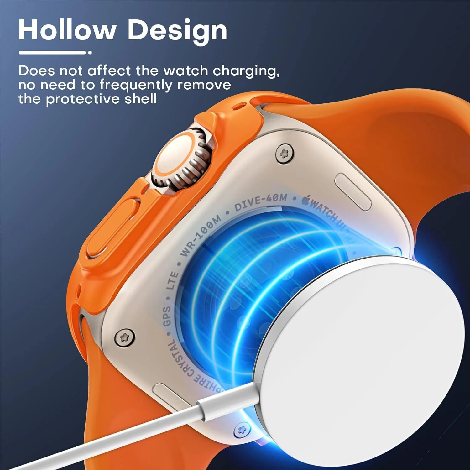 DL3 Mobilak Hard Case Designed for Apple Watch Ultra 2 (2023) / Ultra 1 49mm, Built-in 9H [HD Clear] Tempered Glass Screen Protector, [Full Protection] Slim Cover for iWatch 49mm - Orange