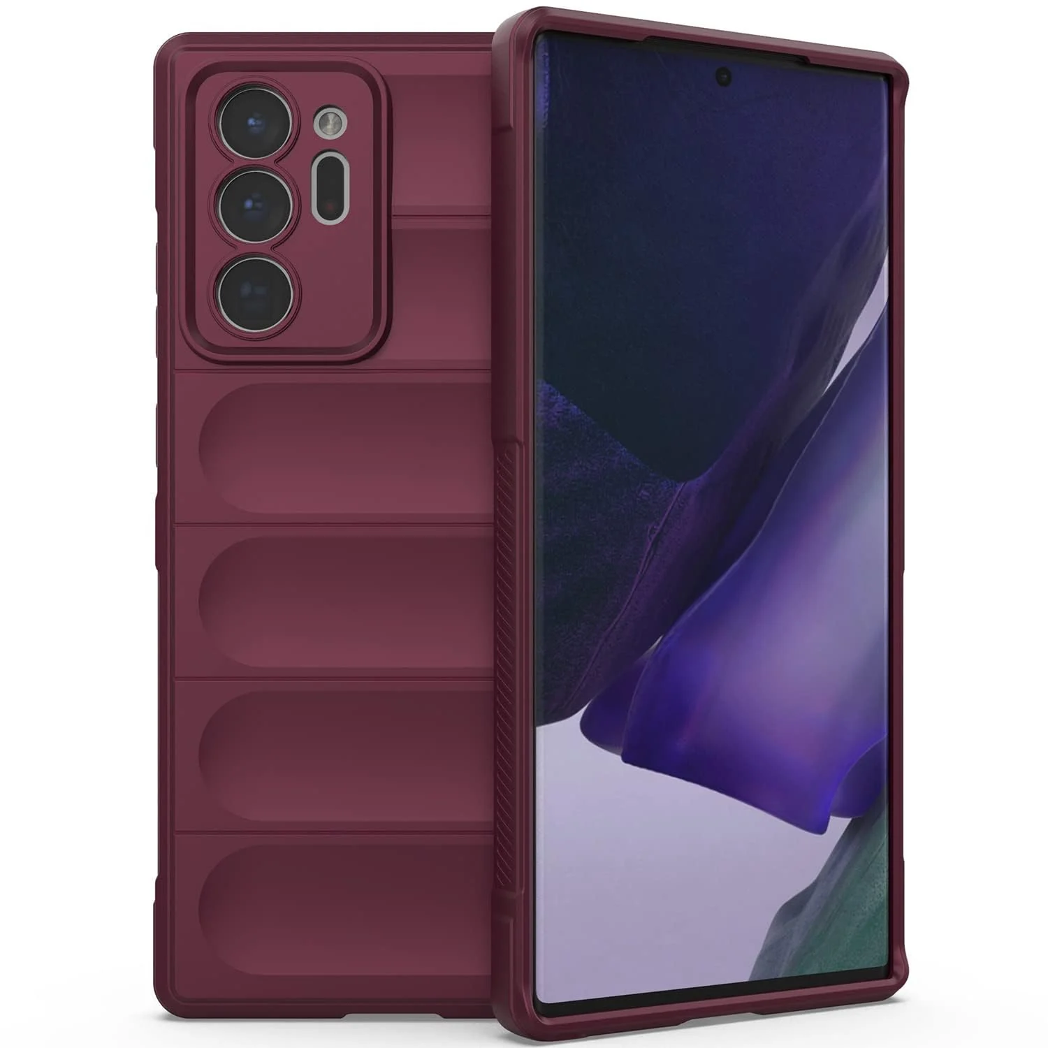 DL3 Mobilak Flexible Silicone and TPU Protective Case with Camera Protection for Samsung Galaxy Note 20 Ultra - Wine Red