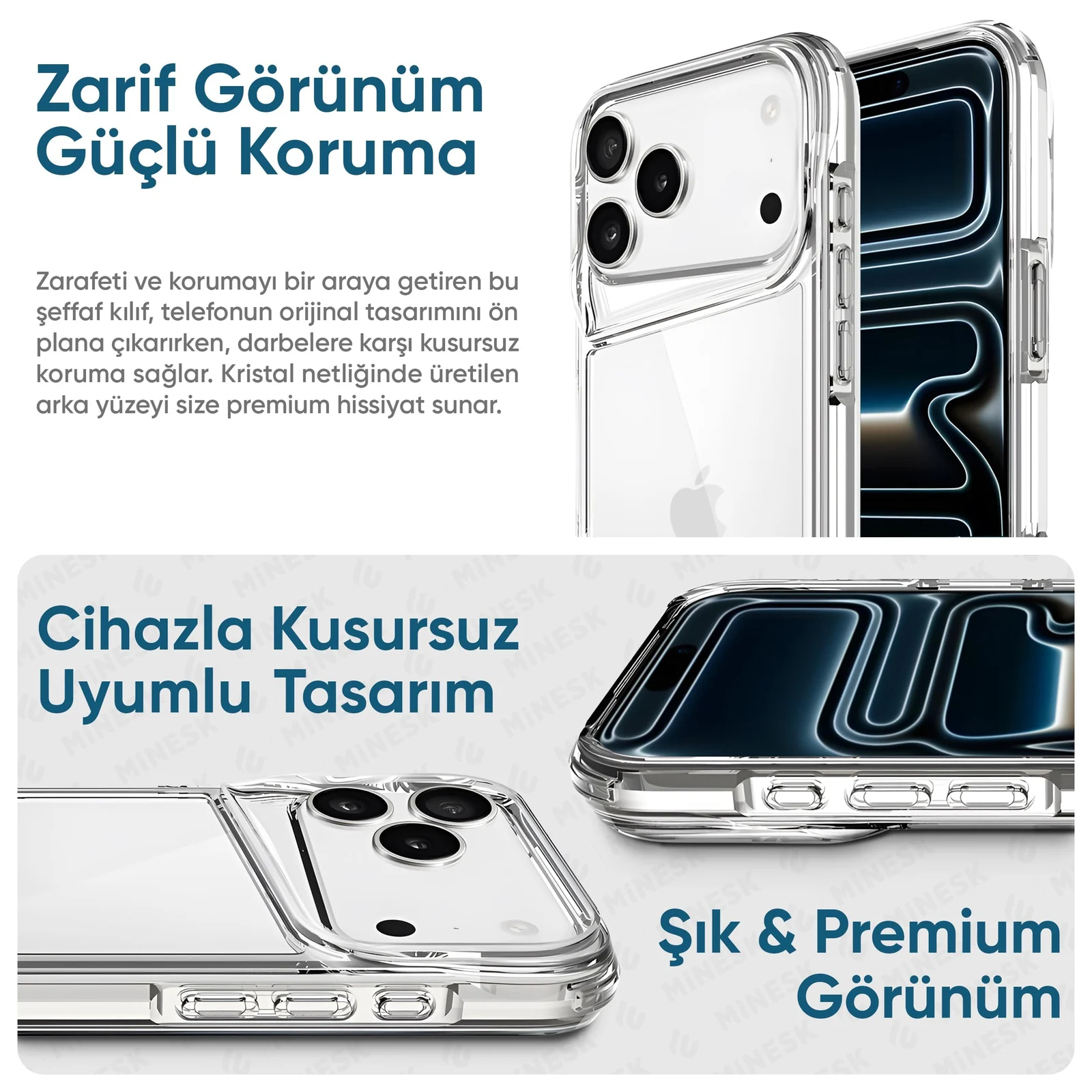 DL3 Mobilak Clear PC and TPU Protective Case for iPhone 17 Pro with Camera Protection and Military-Grade Protection - Clear