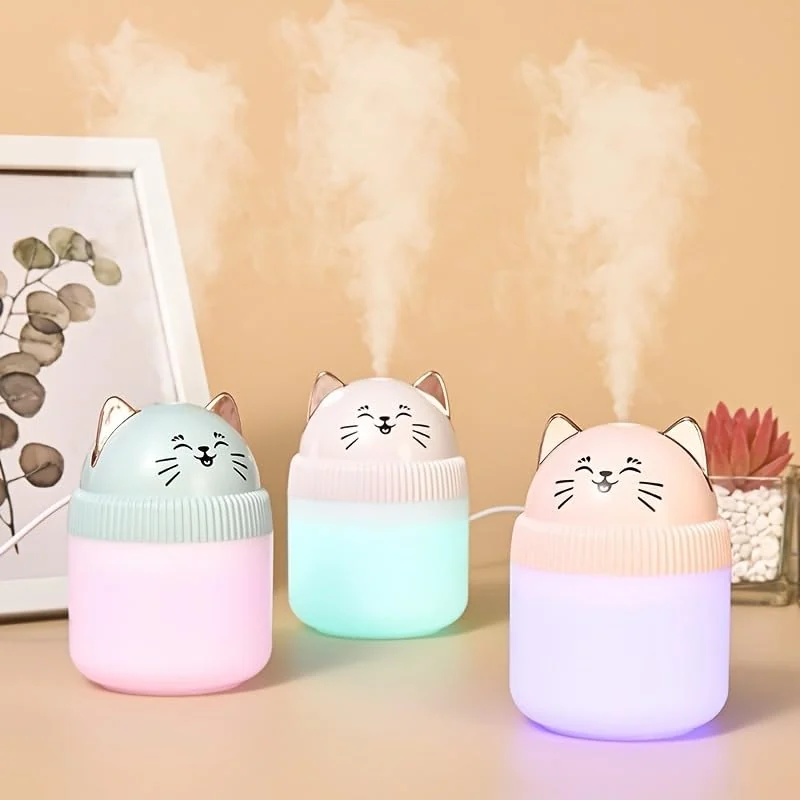 Mobigon Wood Cool Mist Ultrasonic Humidifier for Room Moisture, Aroma Diffuser for Home, 220ml Essential Oil Diffuser with 7 Colorful Night Light, Auto Shut-Off, Home, Office, car - A.Pink