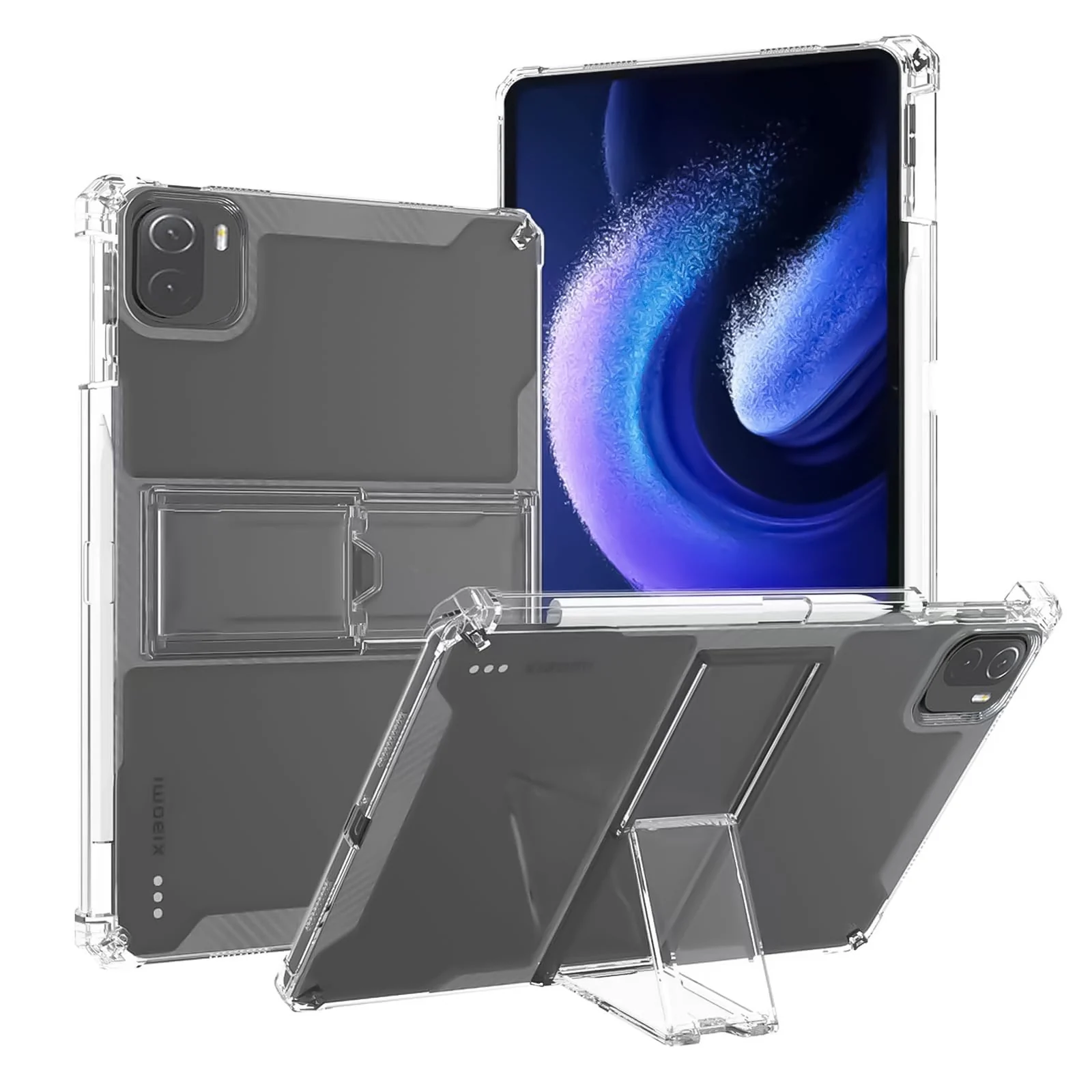 DL3 Mobilak Transparent Stand Case for Xiaomi Pad 5 / Xiaomi Mi Pad 5 Pro 11 inch Shockproof, Thin Slim Lightweight Anti-Yellowing Bumper, Kickstand Cover, with Pencil Holder - Clear
