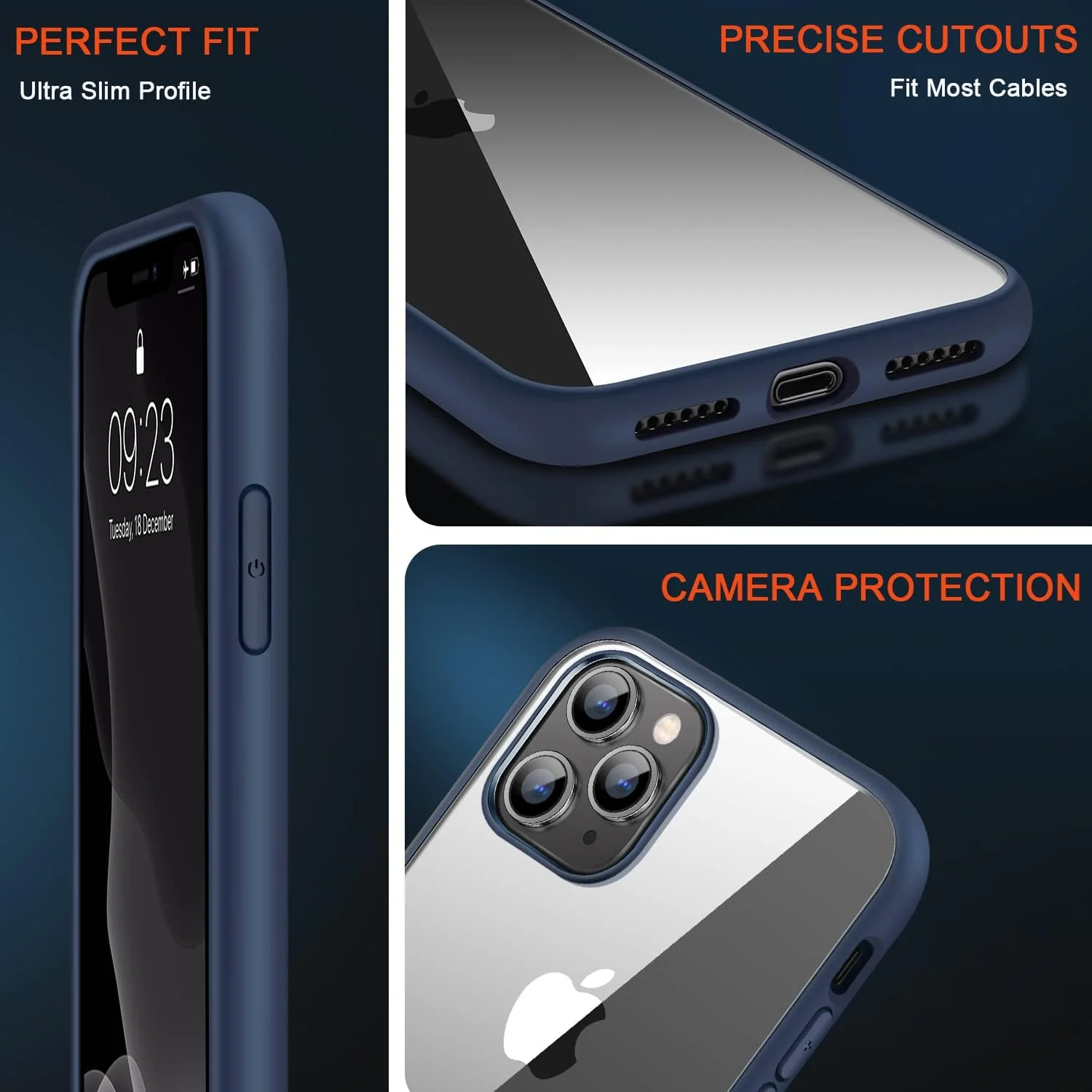 DL3 Mobilak Case Compatible With iPhone 11 Pro Max (6.5 Inch), Clear Case Shockproof Hard PC +Soft Silicone [Not Yellowing] Transparent Protective Slim Case Phone - Blue