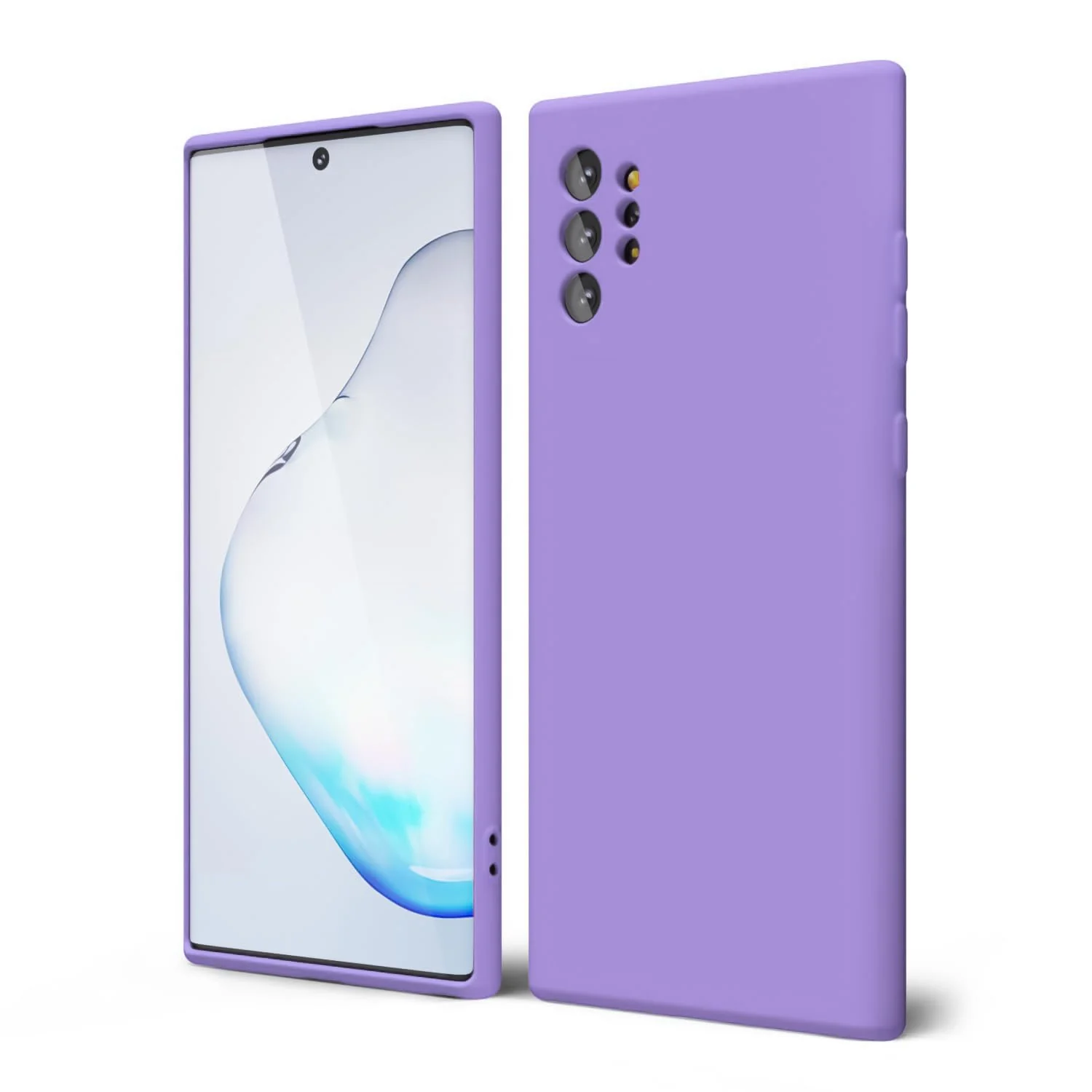 DL3 Mobilak Liquid Silicone Protective Case for Samsung Galaxy Note10 Plus with Microfiber Lining and Shockproof Design - Light Purple