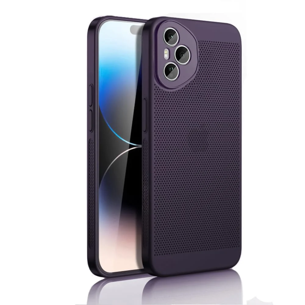 DL3 Mobilak Case For Honor 400 Pro 5G Heat Dissipation Case with Built-in Camera Lens Protector Slim Fit Breathable Cooling Anti-Fingerprint Hard PC Back Shockproof Cover - Purple