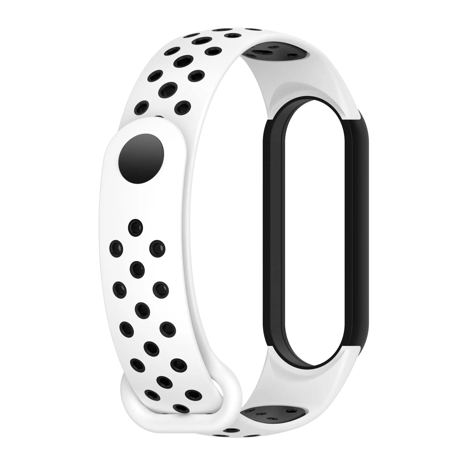 DL3 Mobilak Strap for Xiaomi Mi Band 7 6 5/Amazfit Band 5, Women Men Armband, Two Colours Breathable Adjustable Soft Silicone Replacement Strap for Xiaomi Mi Band 7/6/5/Amazfit Band 5 - White Black