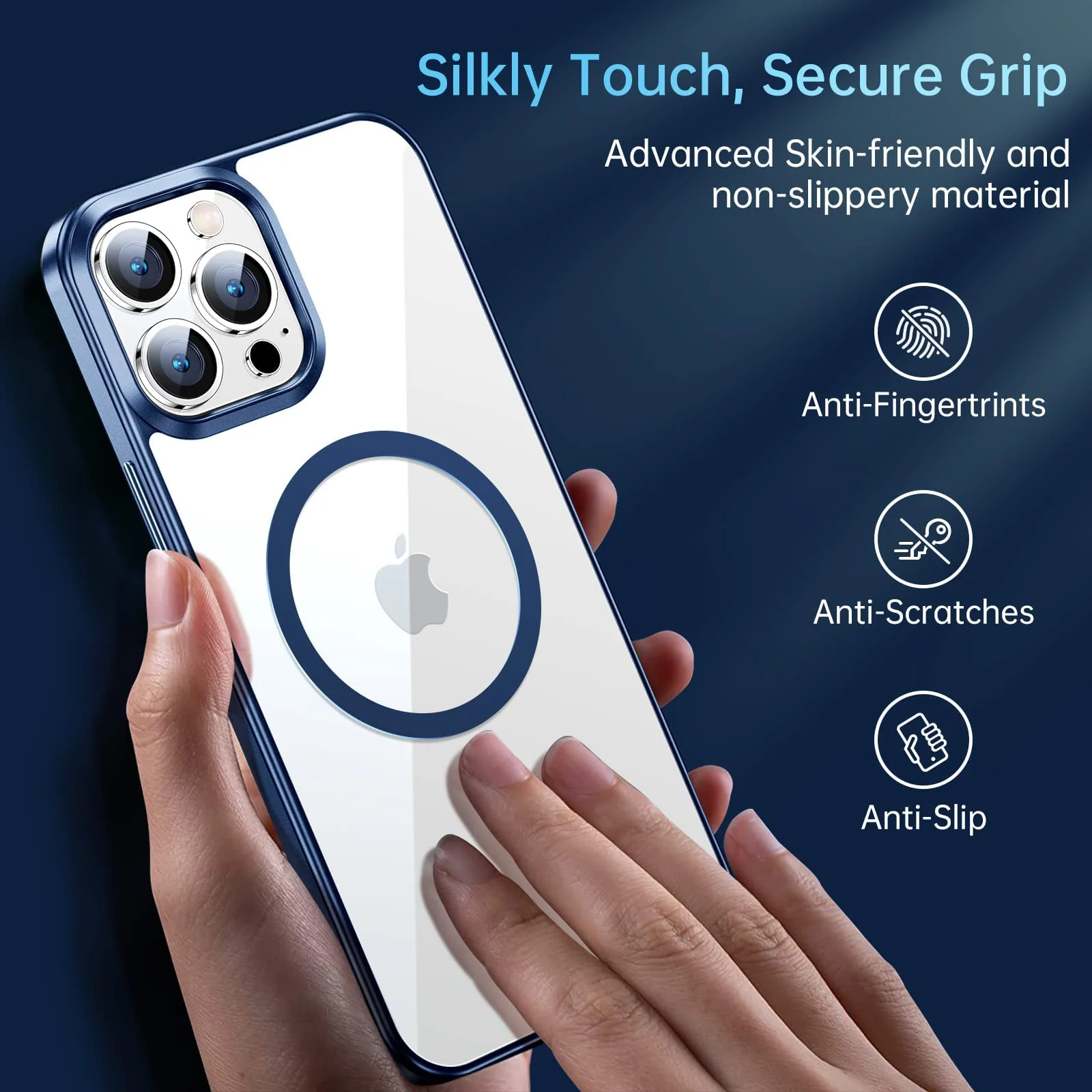 DL3 Mobilak Clear TPU Case for iPhone 14 (6.1 Inch), Compatible with MagSafe accessories, Shock-absorbing protection, Anti-fingerprint finish - Blue