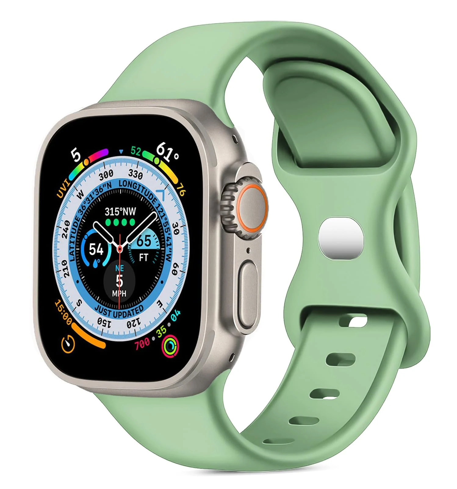 DL3 Mobilak Band with Case For Apple Watch Ultra/Ultra 2 49mm, Adjustable Silicone Sport Wristband Replacement, Strap With Cover Built-in Glass Screen Protector for iWatch Ultra 49 mm - Mint Green