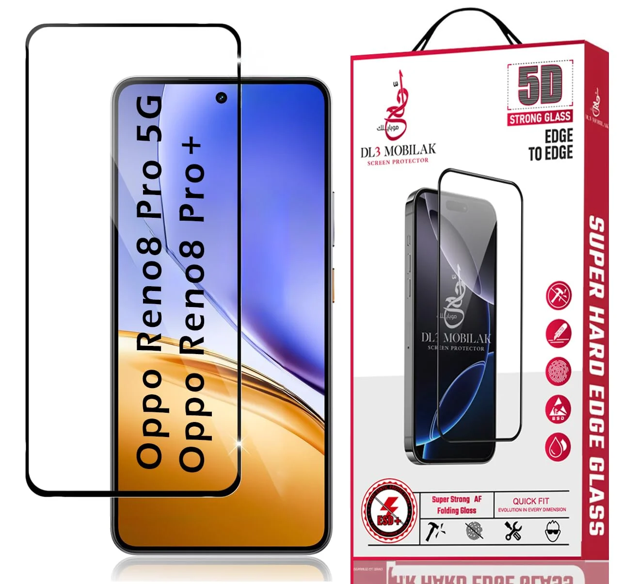 DL3 Mobilak for OPPO Reno 8 Pro 5G / OPPO Reno8 Pro+ Plus 5G Tempered Glass Screen Protector, 9H Hardness Anti-Scratch Tempered Glass flim, Case Friendly, Anti-Scratch - Clear