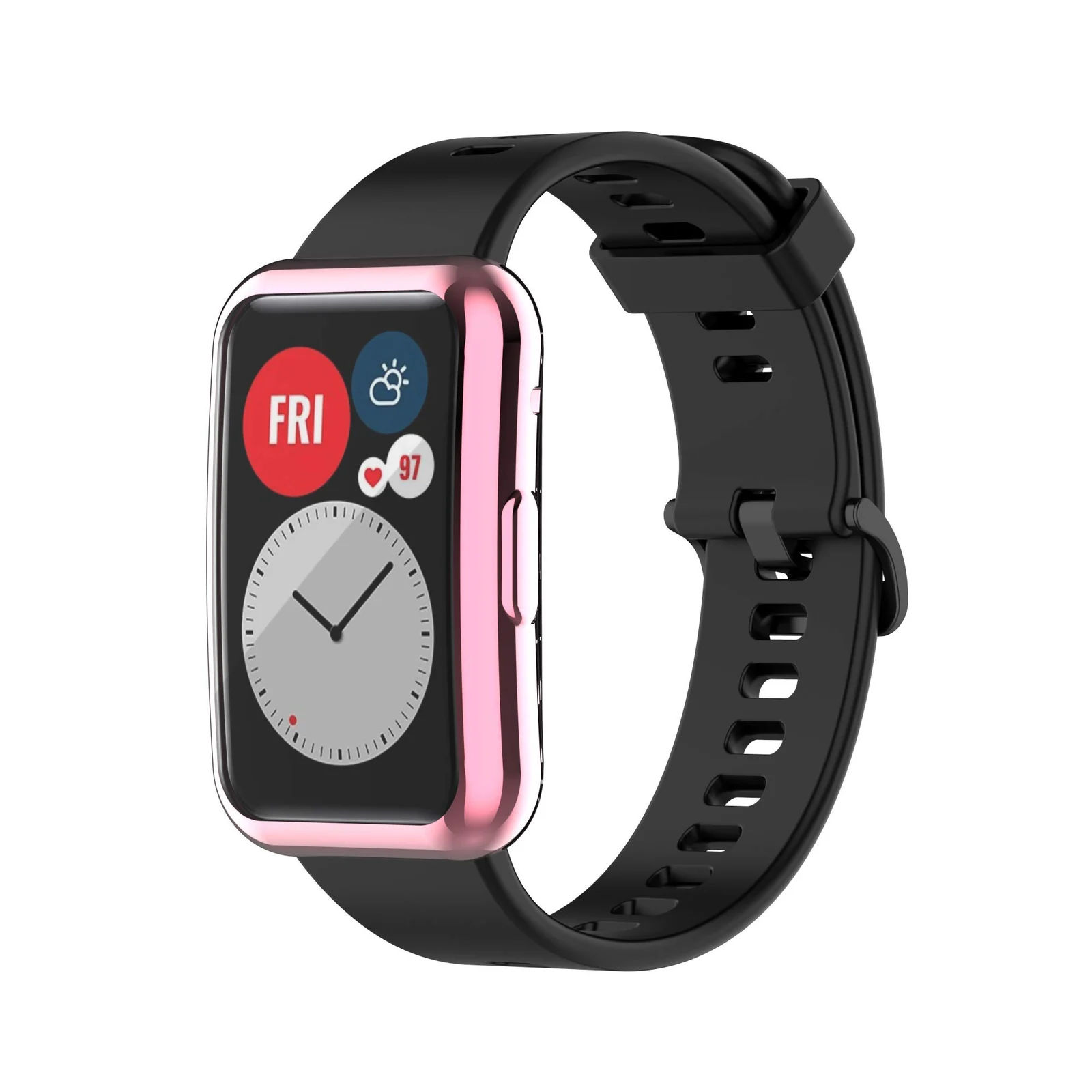 DL3 MOBILAK Full-Coverage Watch Case with Tempered Glass for Huawei Watch Fit - Pink