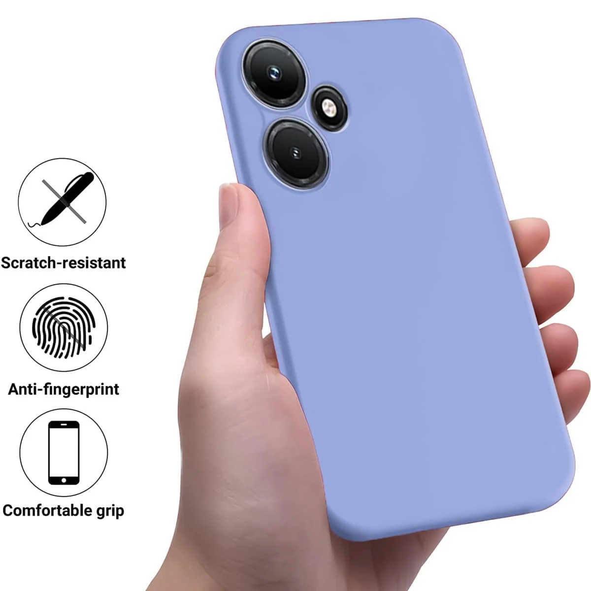DL3 Mobilak Liquid Silicone Protective Case with Soft Microfiber Lining with Full Camera Protection for Infinix Hot 30i - Baby Blue