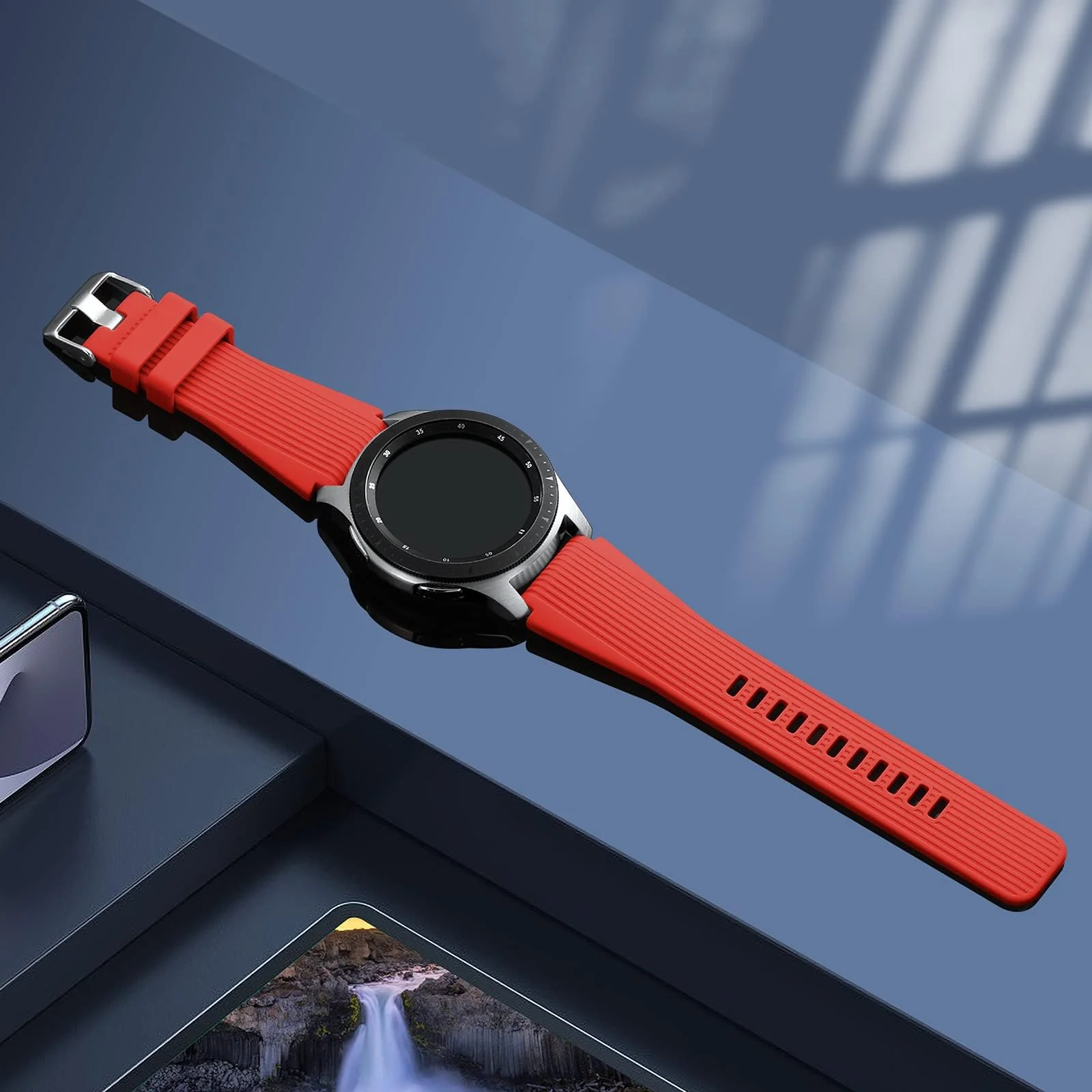 DL3 MOBILAK Silicone Bands 22MM Strap Compatible with Samsung galaxy watch3 45mm/galaxy 46mm/Gear S3/Huawei watch GT3 46MM/GT2E/GT2 Pro/GT GT2 46MM/Honor Magic Watch2 46mm/Amazfit GTR 2/2e/3/4 - Red