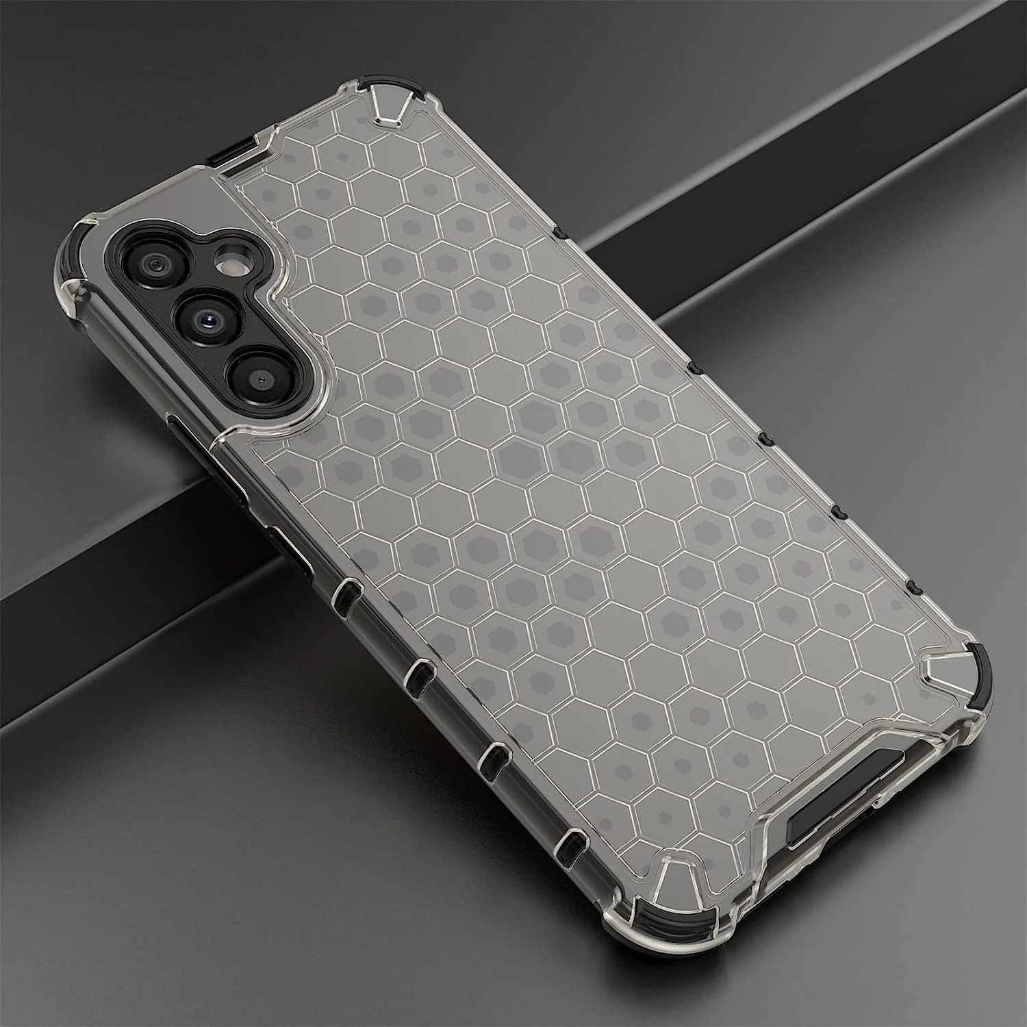 DL3 Mobilak Case For Samsung Galaxy A54 5G, [Honeycomb Design] Drop Protection, Ultra Thin TPU + PC Transparent Silicone Protective Case, Shockproof Cover - Black
