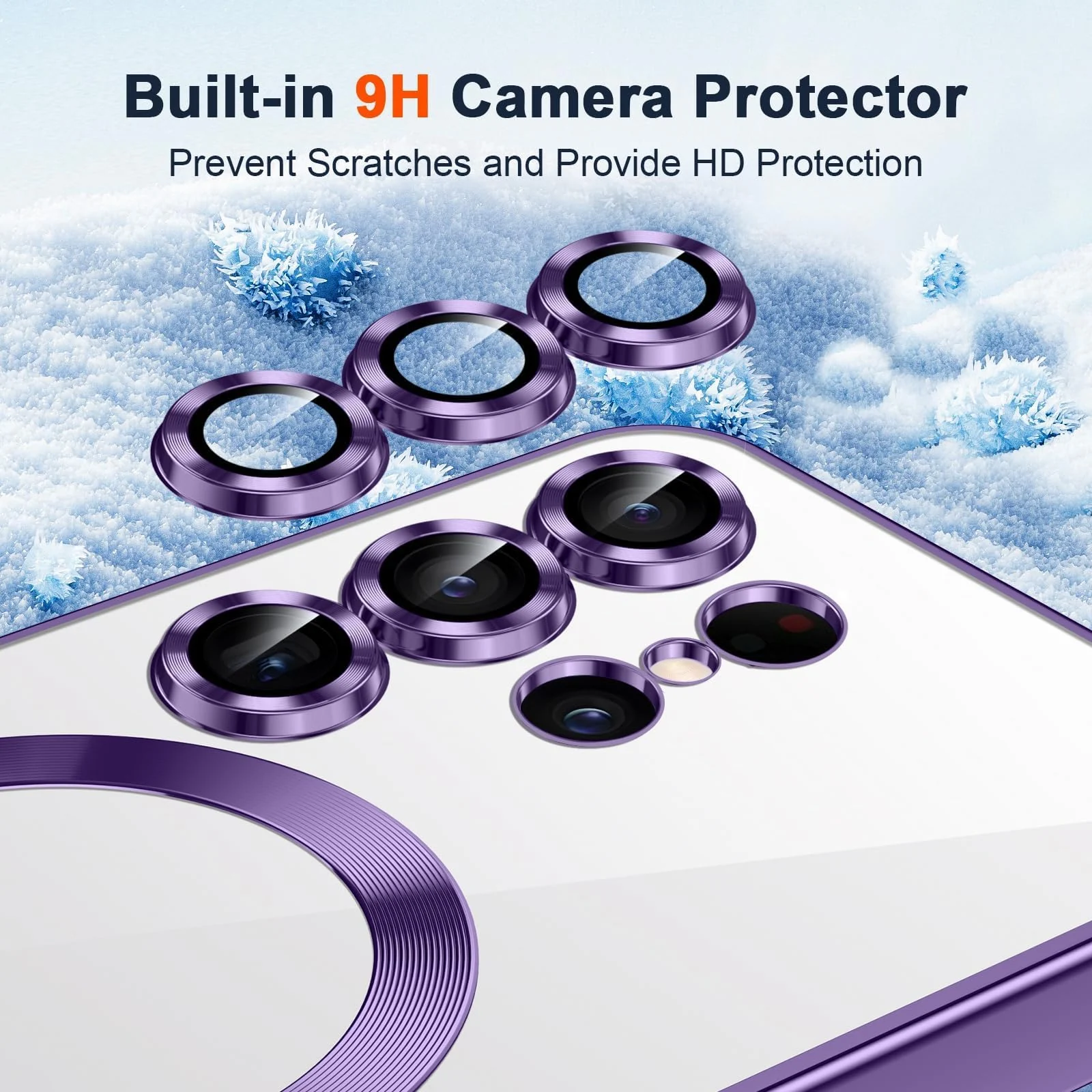 DL3 Mobilak Clear MagSafe-Compatible Magnetic Case for Samsung Galaxy S22 Ultra with Camera Protection and Magnetic Car-Mount Support - Purple