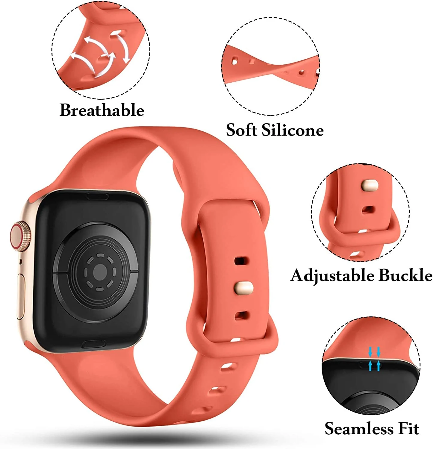 DL3 Mobilak Bands Compatible with Apple Watch Ultra 49mm 45mm 44mm 42mm 41mm 40mm 38mm, Replacement Soft Silicone Strap for iWatch Ultra/Ultra 2 Series 9/8/7/6/5/4/3/2/1 SE (38MM/40MM/41MM) - Orange