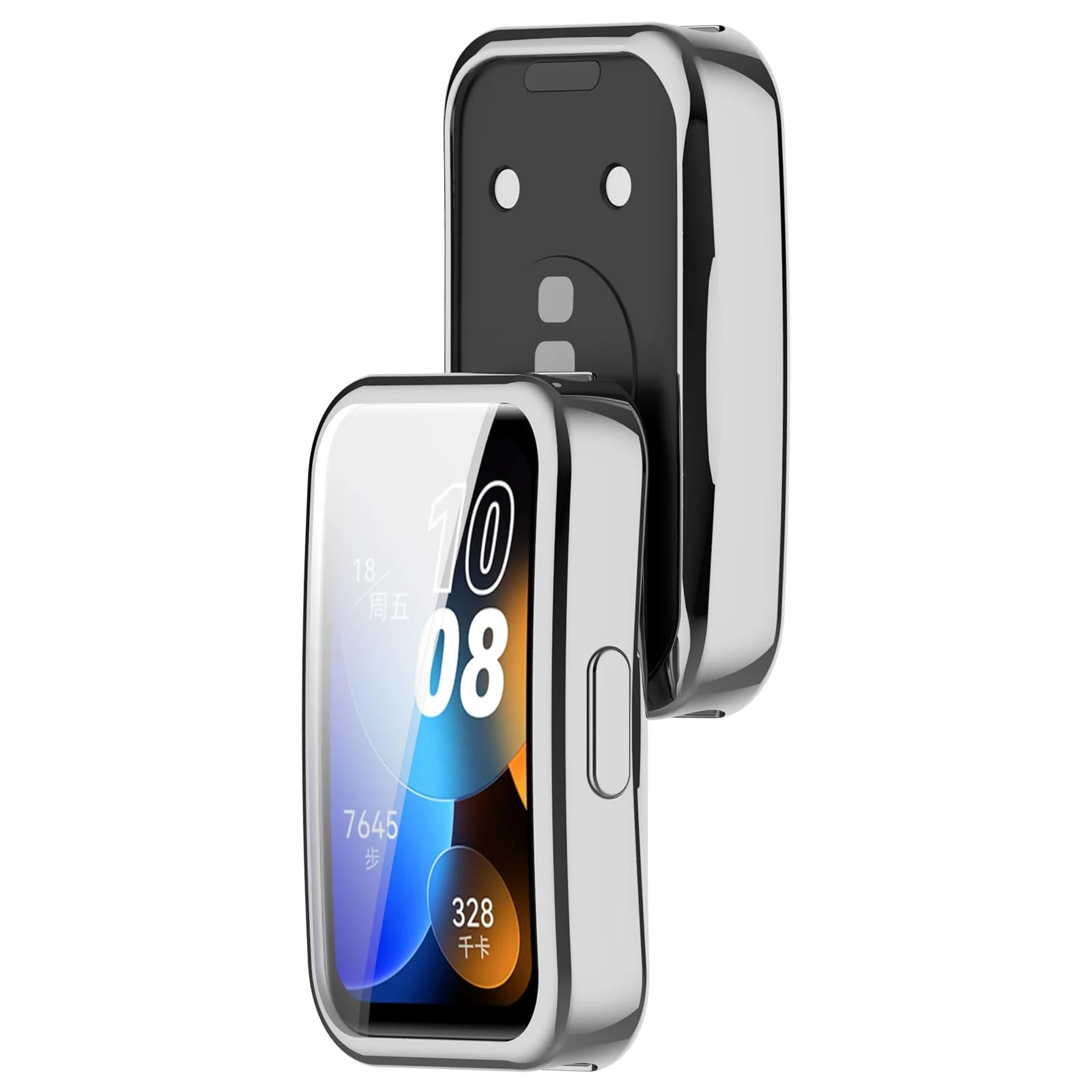 DL3 MOBILAK Case for HUAWEI Band 9 / HUAWEI Band 8 TPU Silicon All-Around Screen Protector Cover Bumper Protector Full Cover Screen Protection - Silver