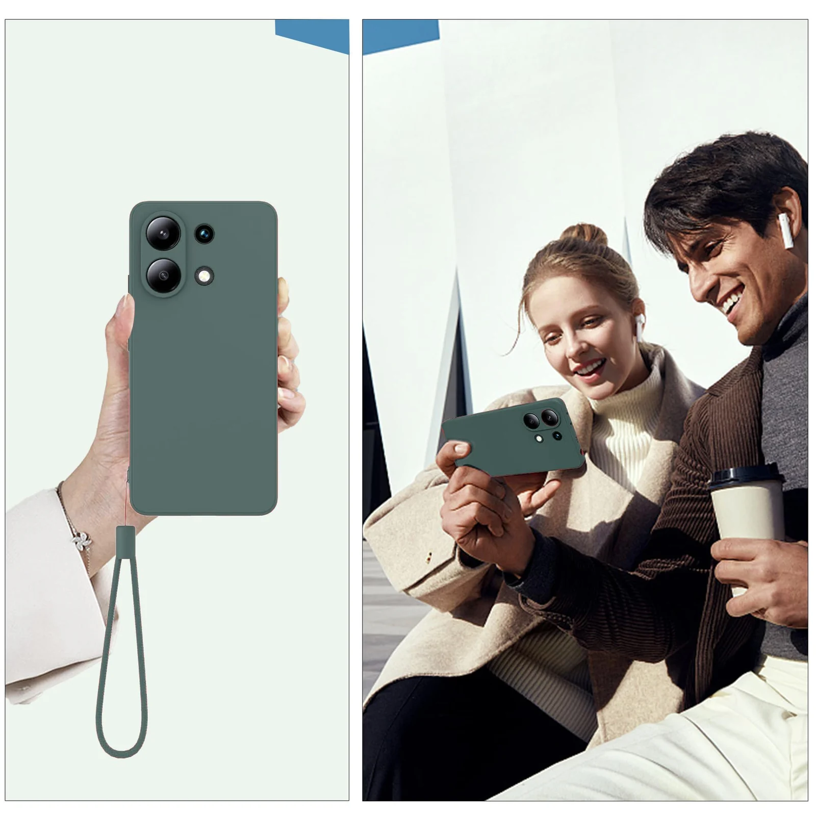 DL3 Mobilak Liquid Silicone Case for Xiaomi Redmi Note 13 4G, Shock-absorbing protection, Scratch-resistant surface, Soft microfiber lining - Green