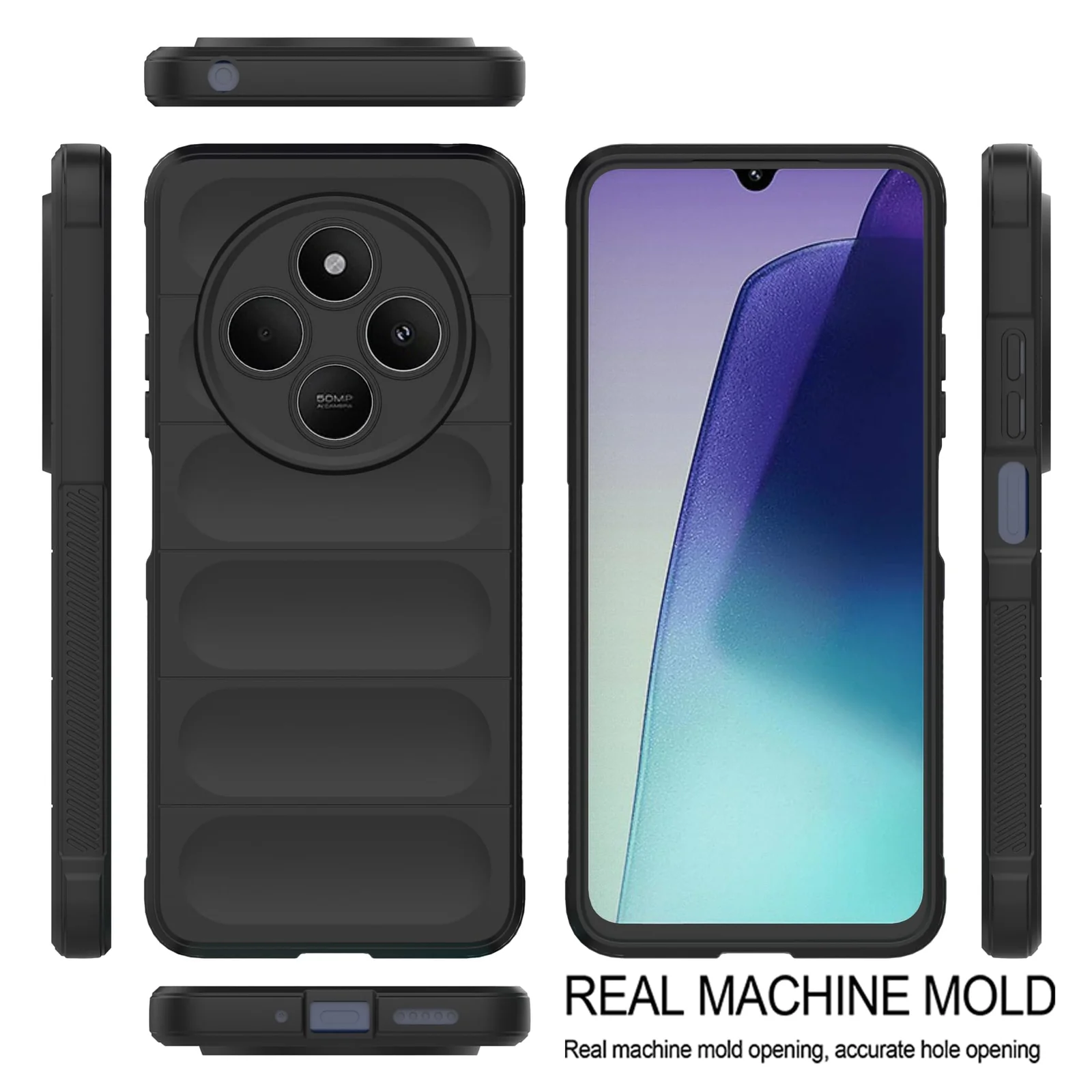 DL3 Mobilak Silicone Case for Xiaomi Redmi 14C 4G/Poco C75 Heavy Duty Protective [Slim Fit] Shockproof Soft Flexible Protective Design Shock-Absorption TPU Cover With Camera Protection - Black
