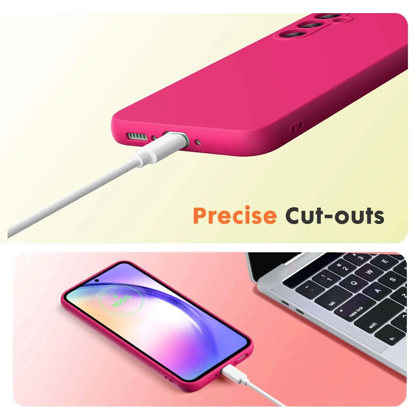 DL3 Mobilak Liquid Silicone Protective Case for Samsung Galaxy S23 FE with Microfiber Lining and Shockproof Design - Hot Pink
