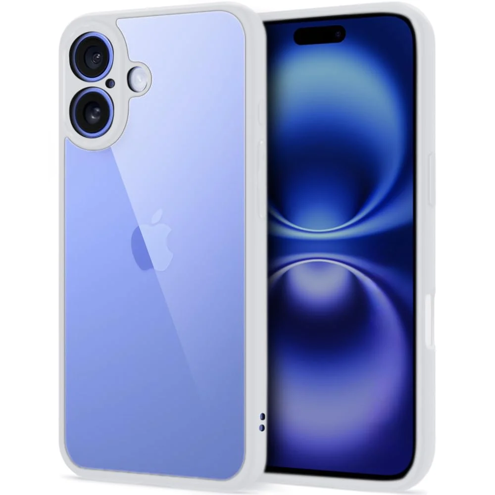 DL3 Mobilak Clear PC and TPU Protective Case for iPhone 16 6.1-Inch with Camera Protection and Military-Grade Protection - Gray