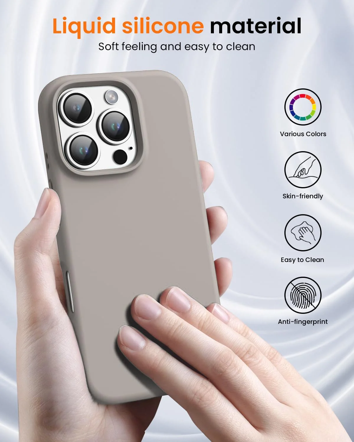 DL3 Mobilak Compatible with iPhone 16 Pro 6.3-inch Case, Premium Liquid Silicone Case, Full Body Protective Cover, Shockproof, Slim Phone Case, Anti-Scratch Soft Microfiber Lining - Stone 2