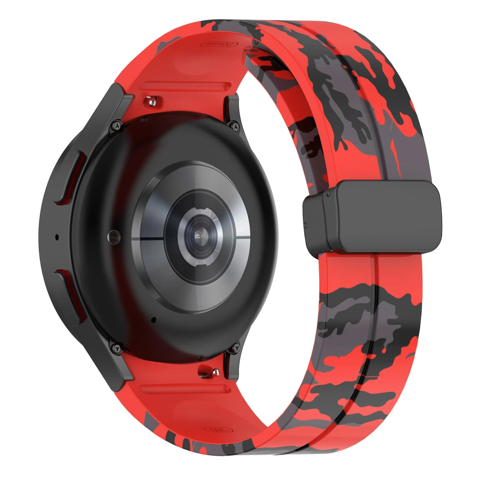DL3 Mobilak Silicone Band Magnetic Clasp 22MM Strap For Samsung galaxy watch3 45mm /galaxy 46mm/Gear S3/Huawei watch GT3 46MM/GT2E/GT2 Pro/GT GT2 46MM/Amazfit GTR 3/4 (Camouflage Red), unisex-adult - Black